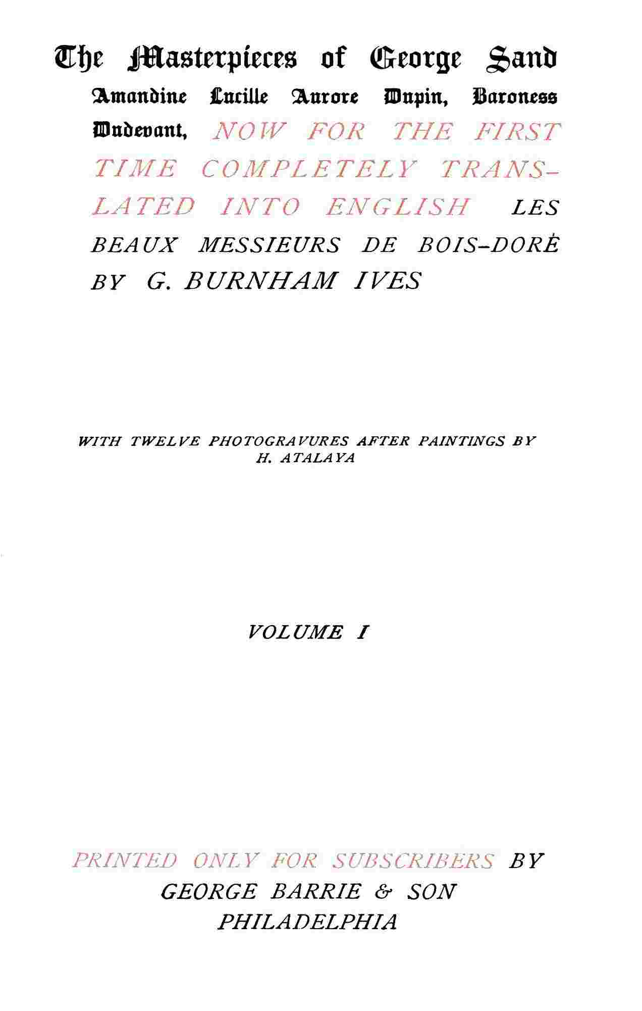 Les beaux messieurs de Bois-Doré Vol. 1 (of 2) cover