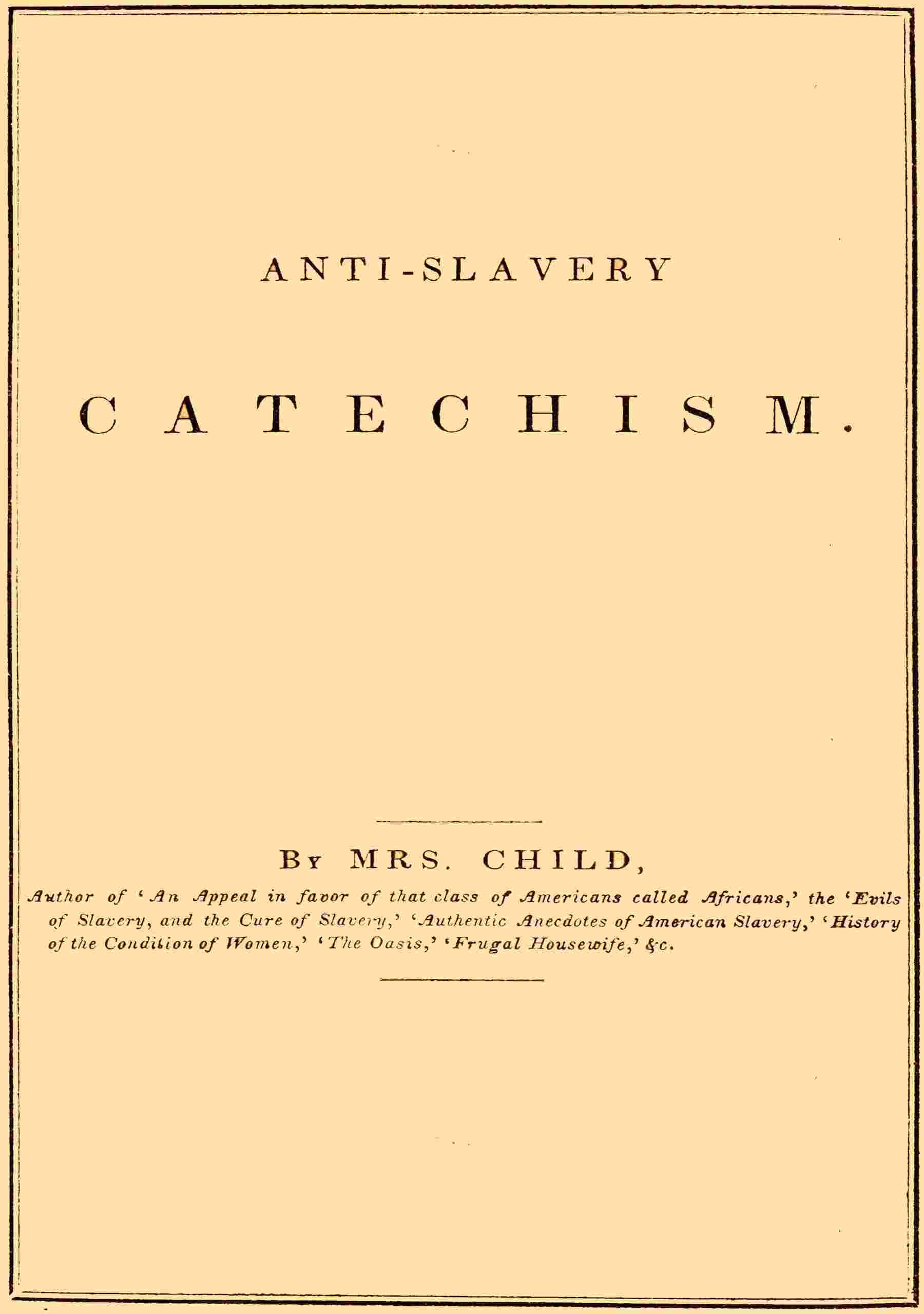 Anti-slavery catechism cover