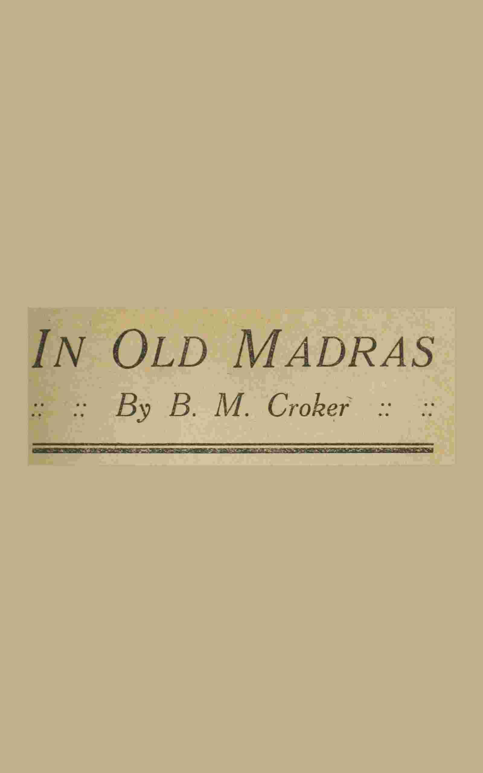 In Old Madras cover