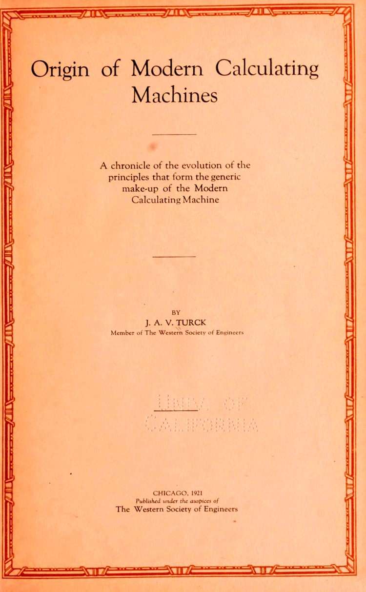 Origin of modern calculating machines cover