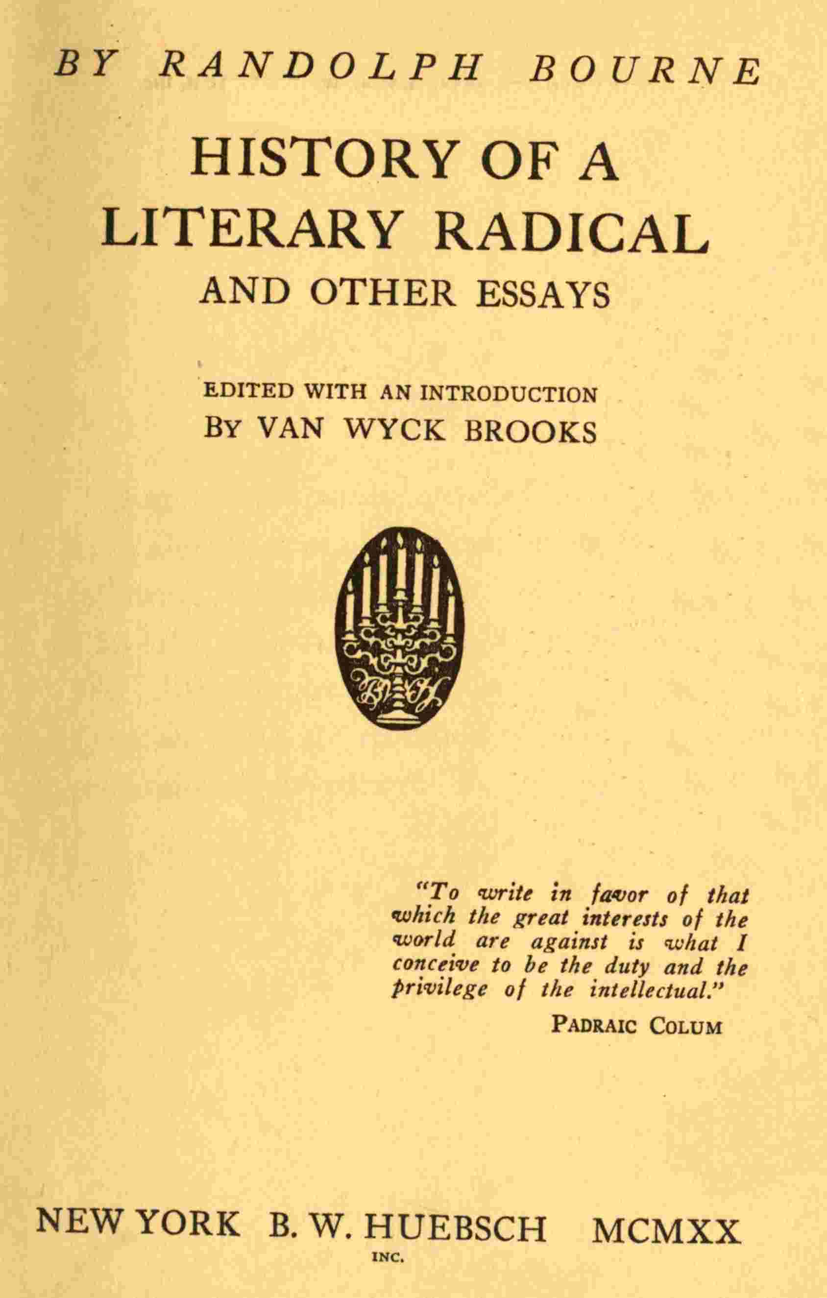 History of a literary radical, and other essays cover