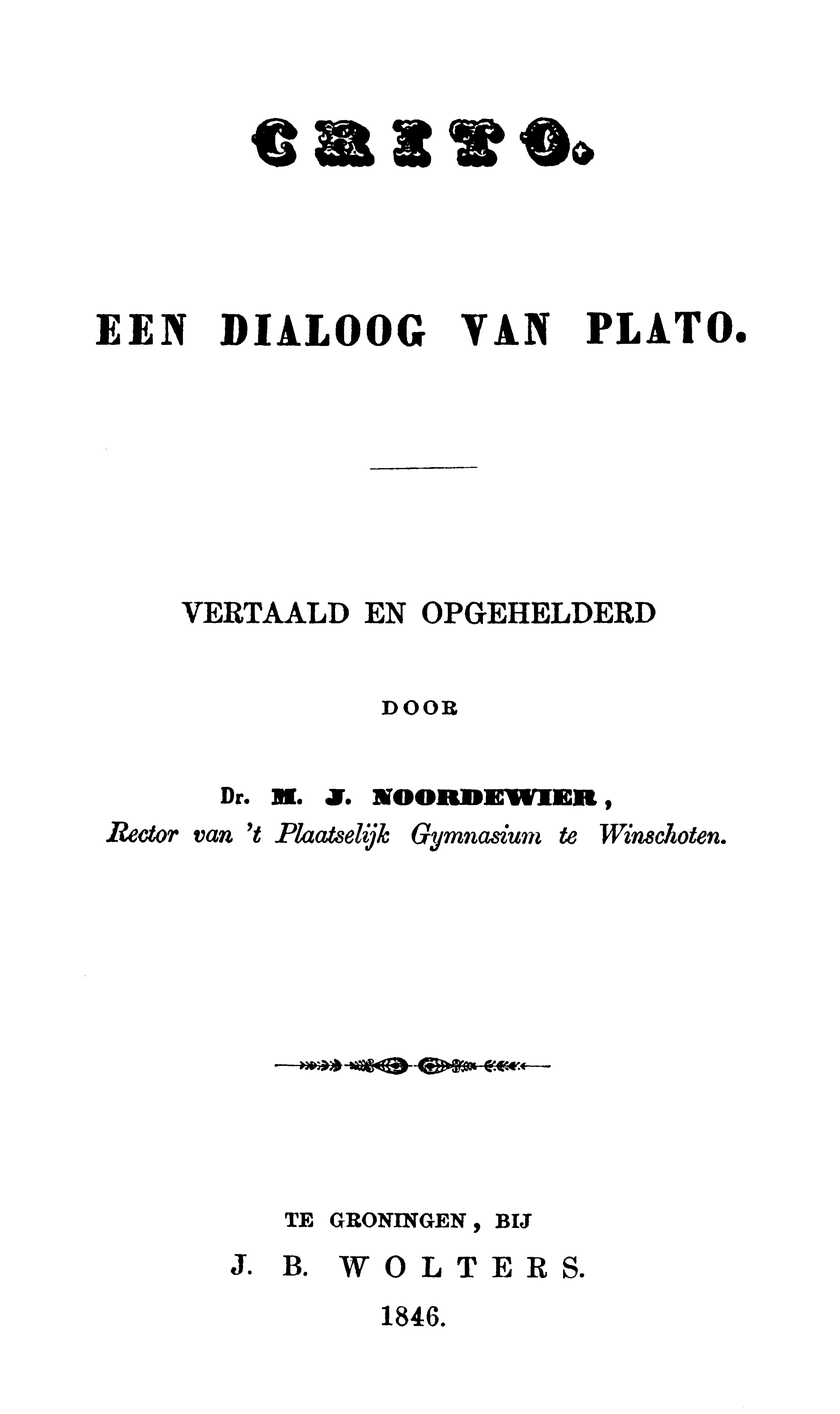 Crito: Een dialoog van Plato cover