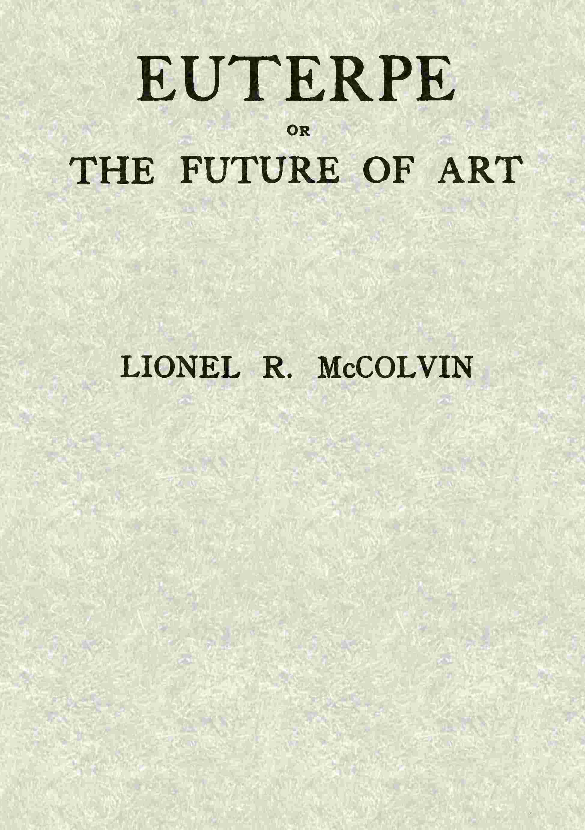 Euterpe; or, The future of art cover