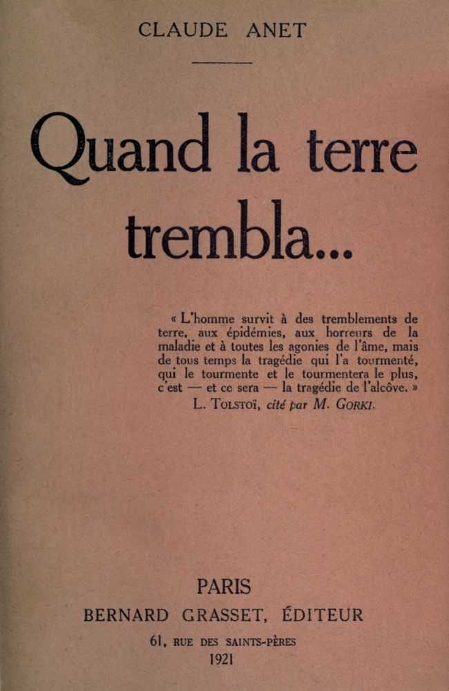Quand la terre trembla cover