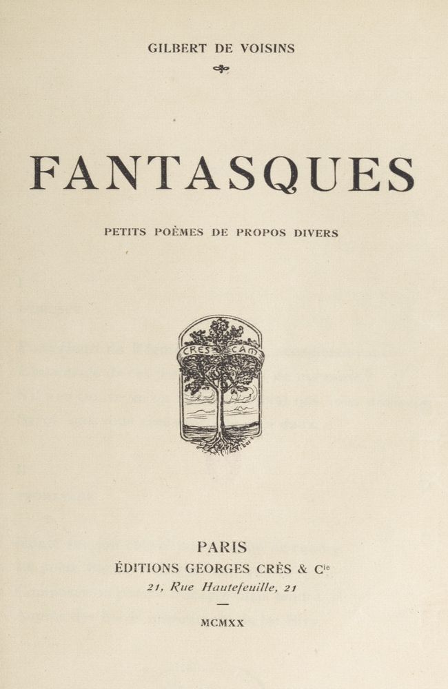 Fantasques: Petits poèmes de propos divers cover