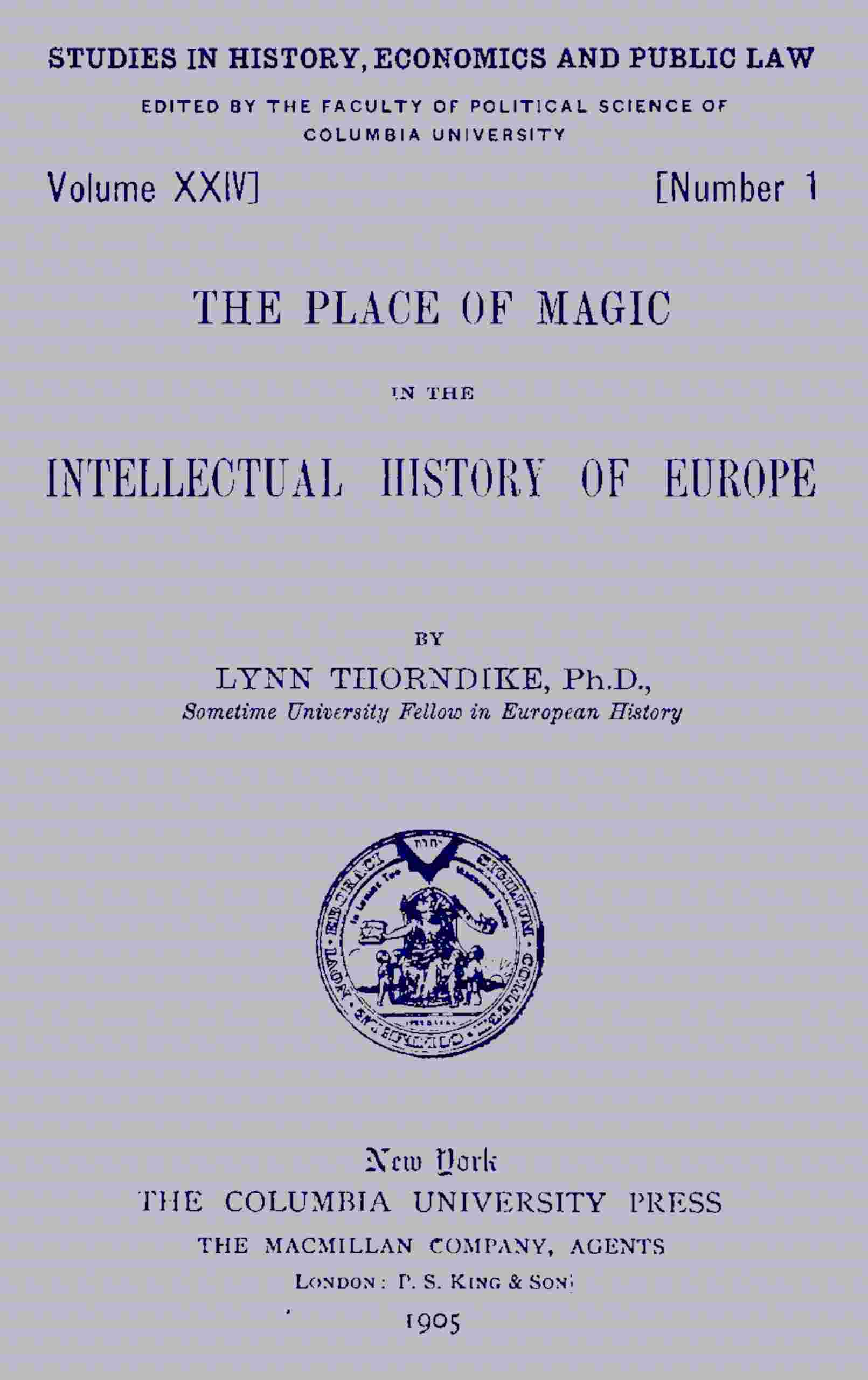The place of magic in the intellectual history of Europe cover