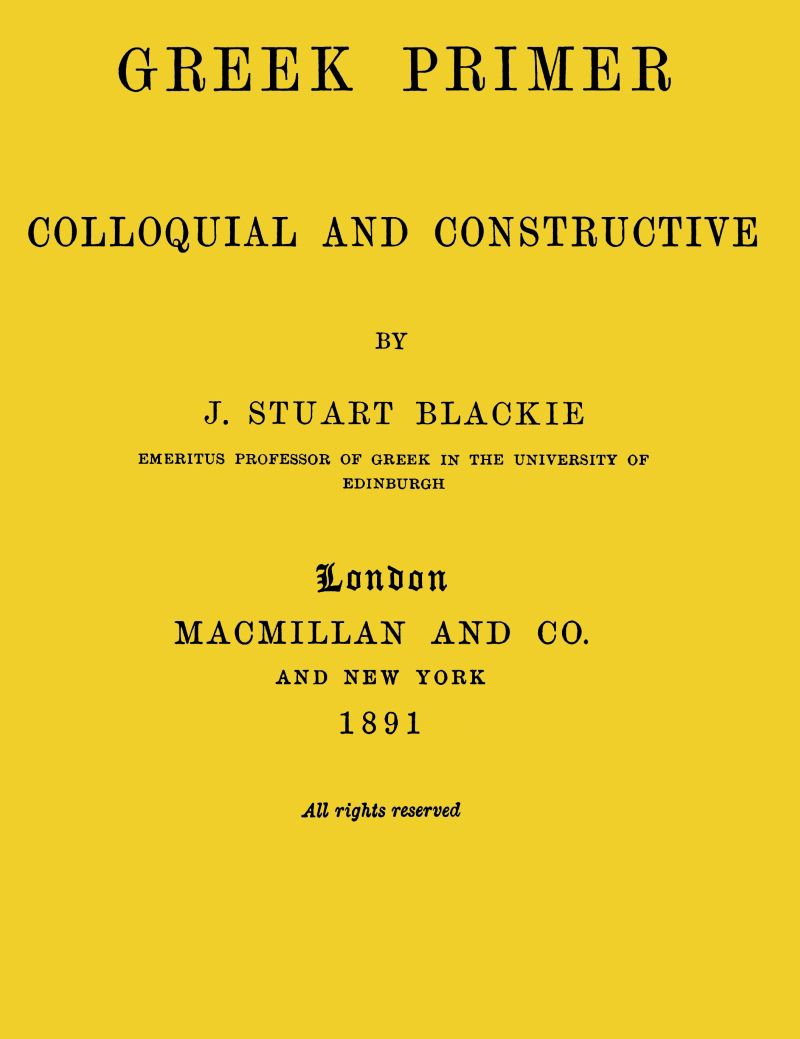 Greek primer, colloquial and constructive cover