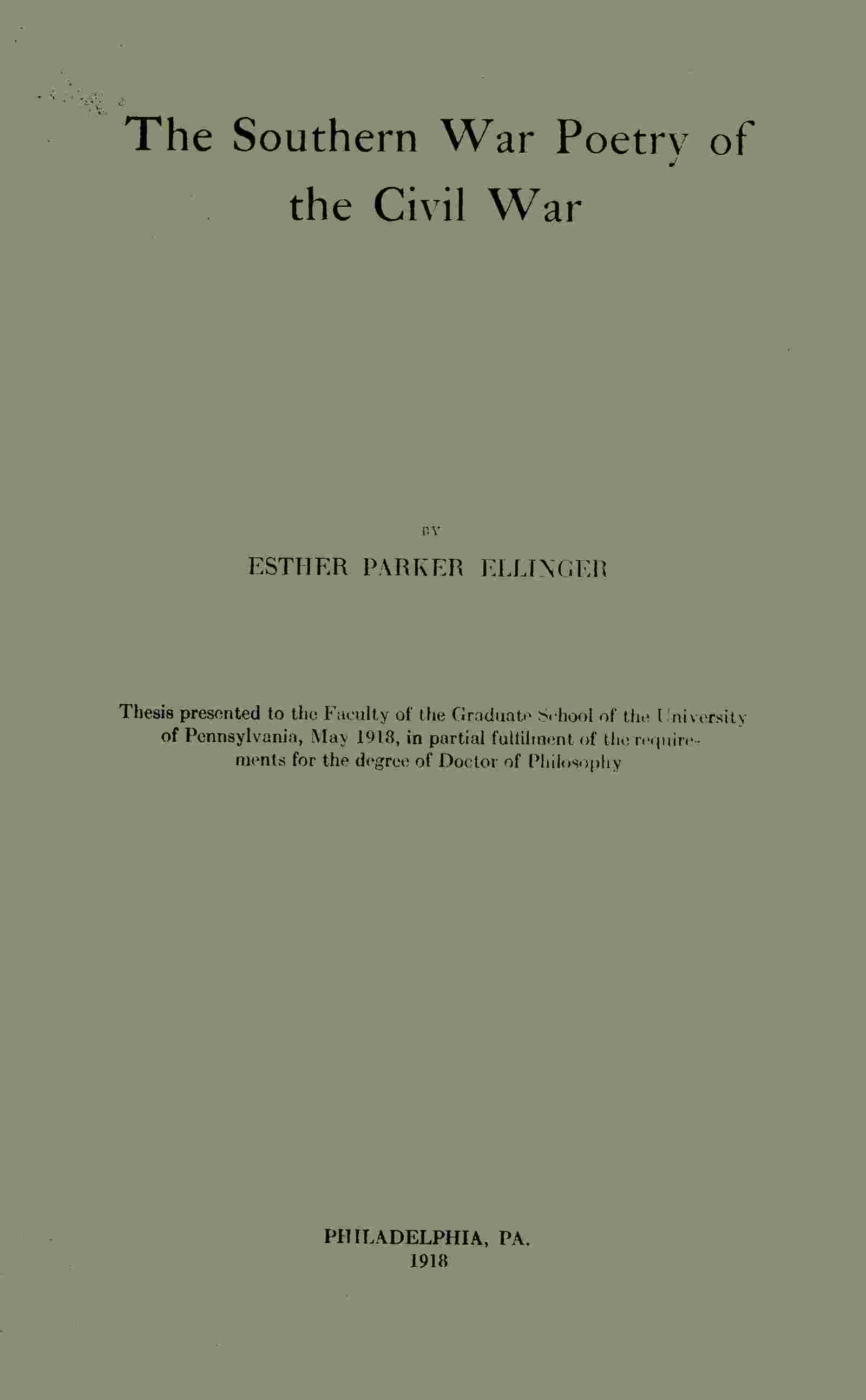 The Southern war poetry of the Civil War cover