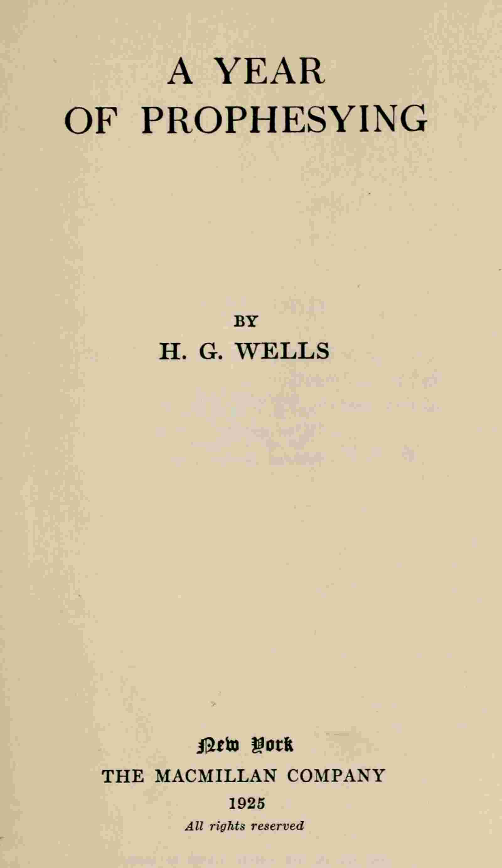 A year of prophesying cover
