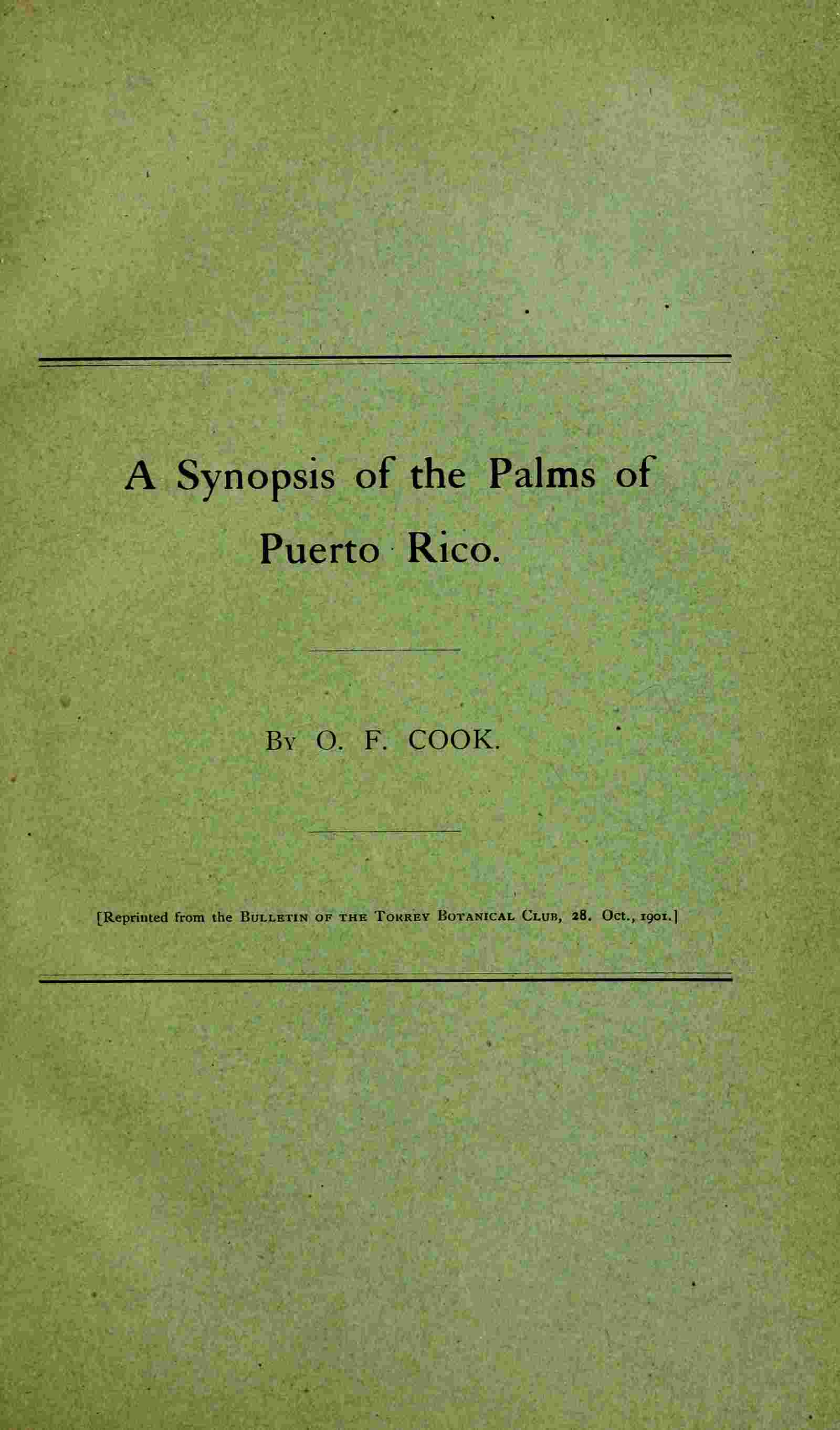 A synopsis of the palms of Puerto Rico cover