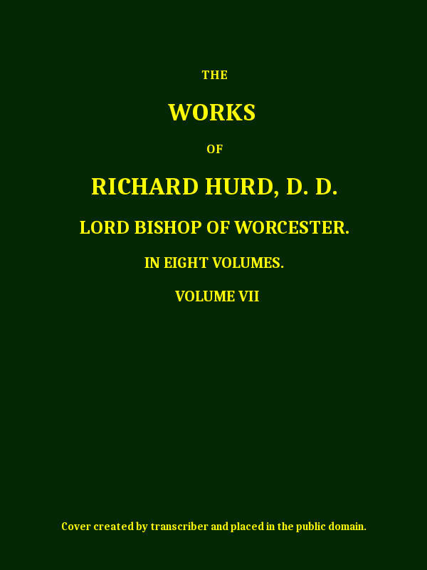 The works of Richard Hurd, volume 7 (of 8) cover