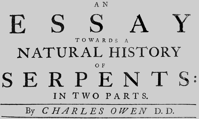 An essay towards a natural history of serpents cover