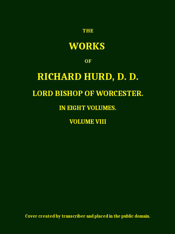 The works of Richard Hurd, volume 8 (of 8) cover