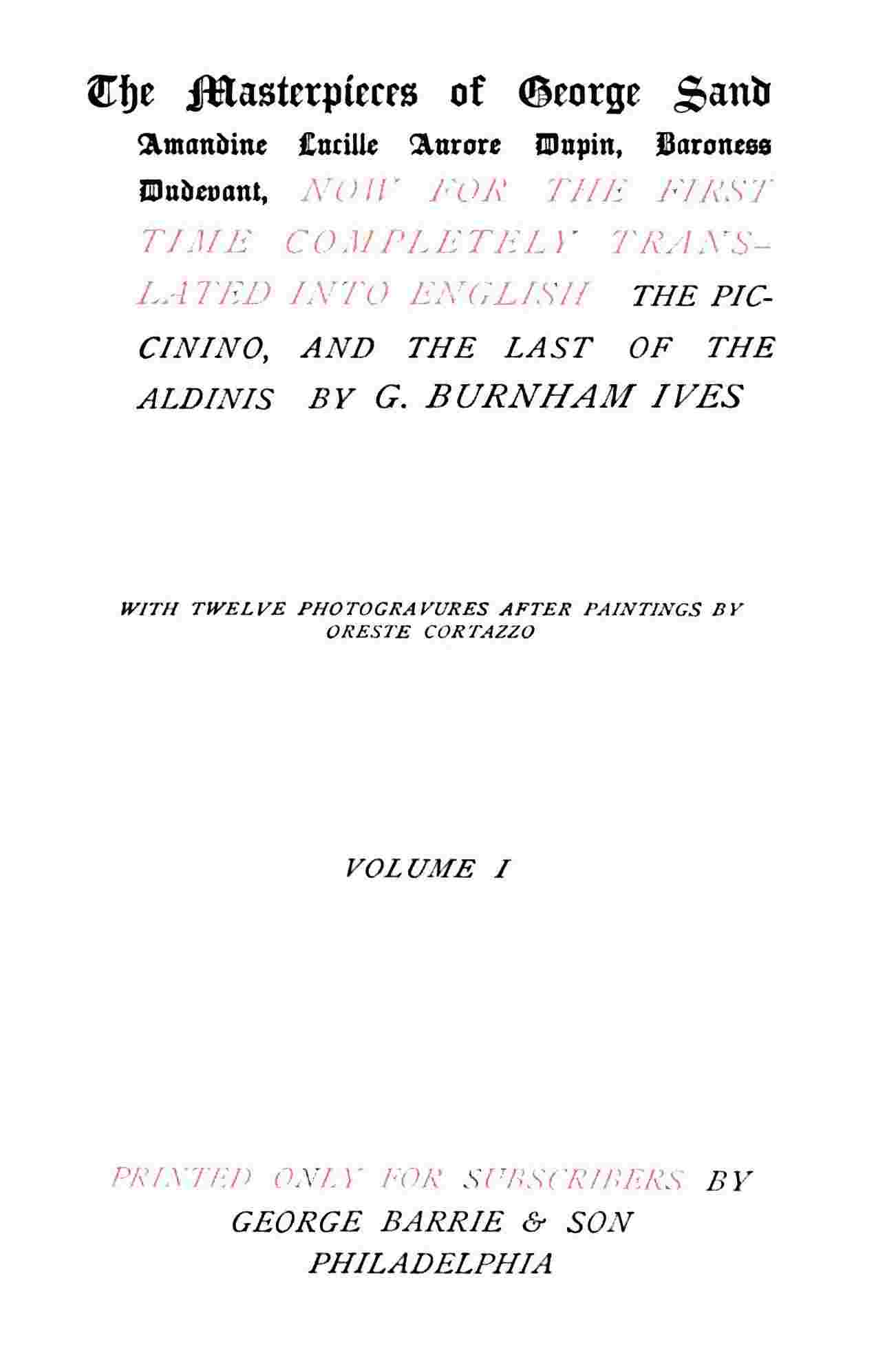 The Piccinino, Volume 1 (of 2) cover