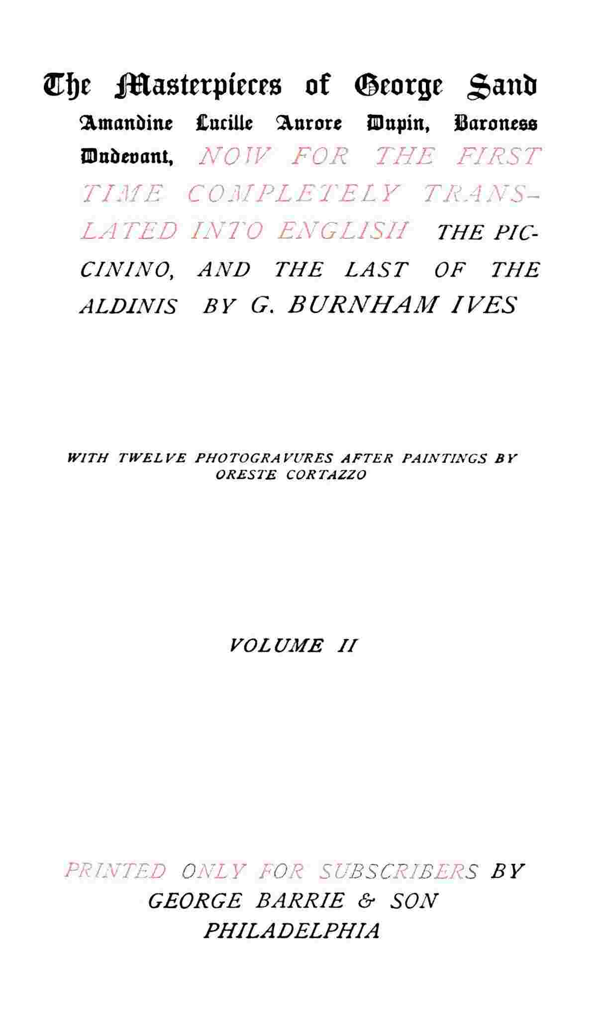 The Piccinino, Volume 2 (of 2); The last of Aldinis cover