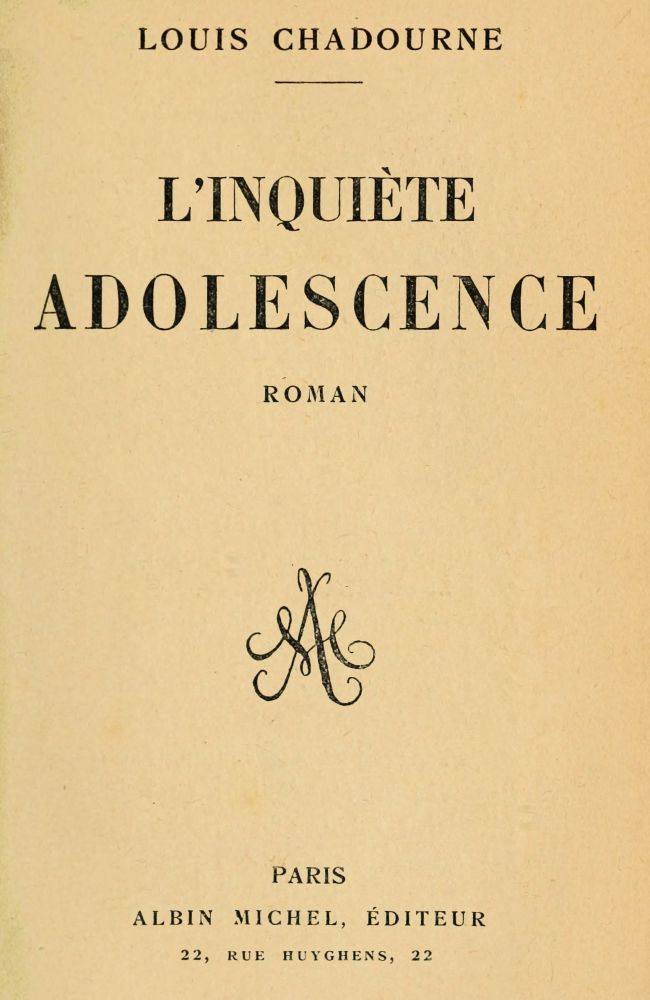 L'inquiète adolescence cover