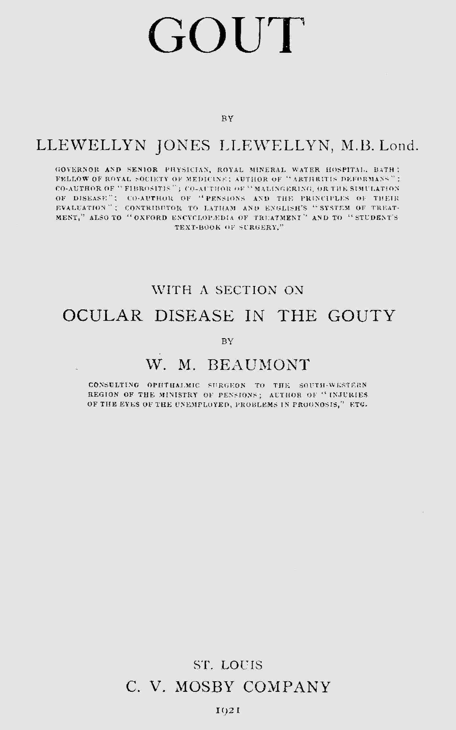 Gout, with a section on ocular disease in the gouty cover