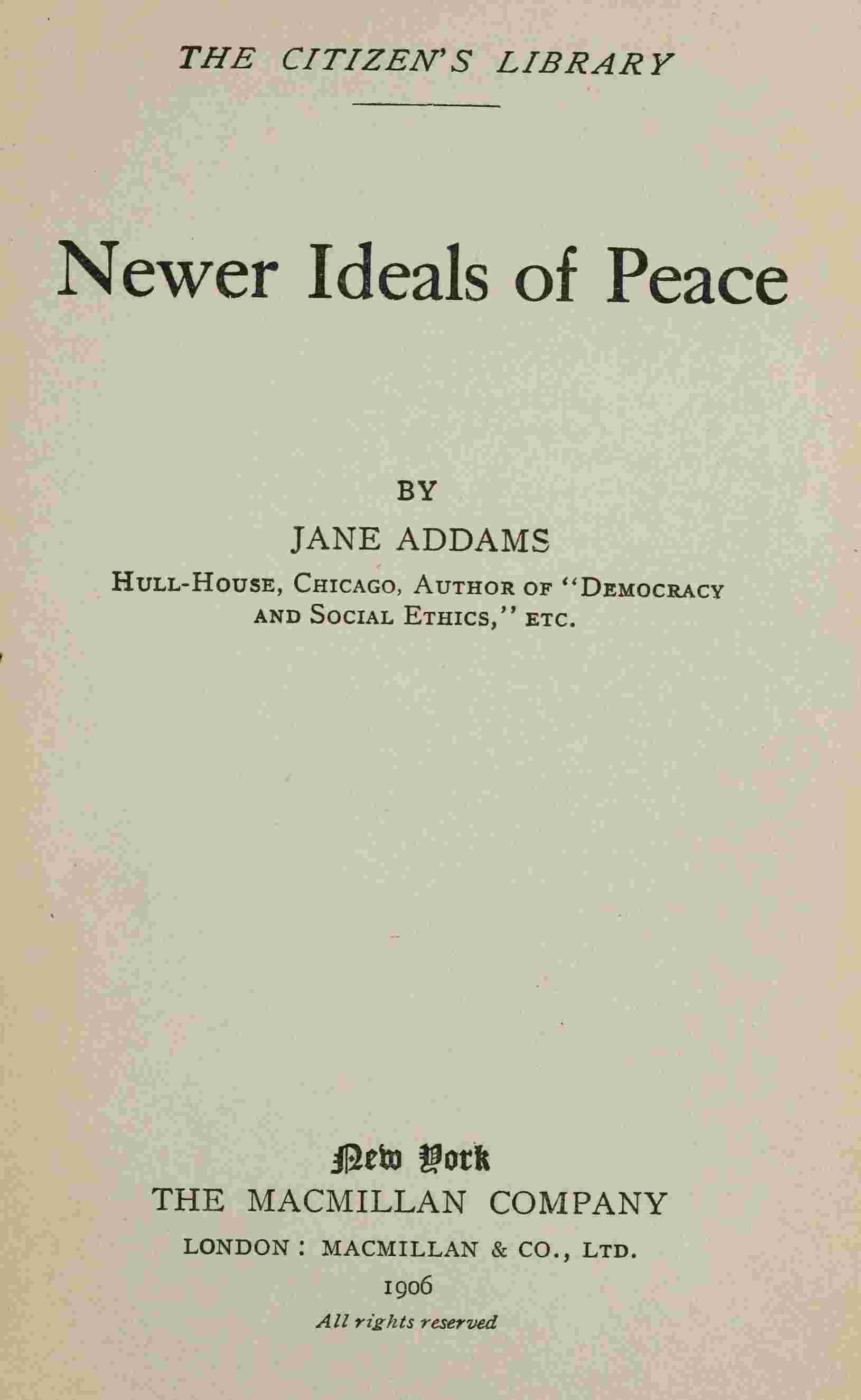 Newer ideals of peace cover