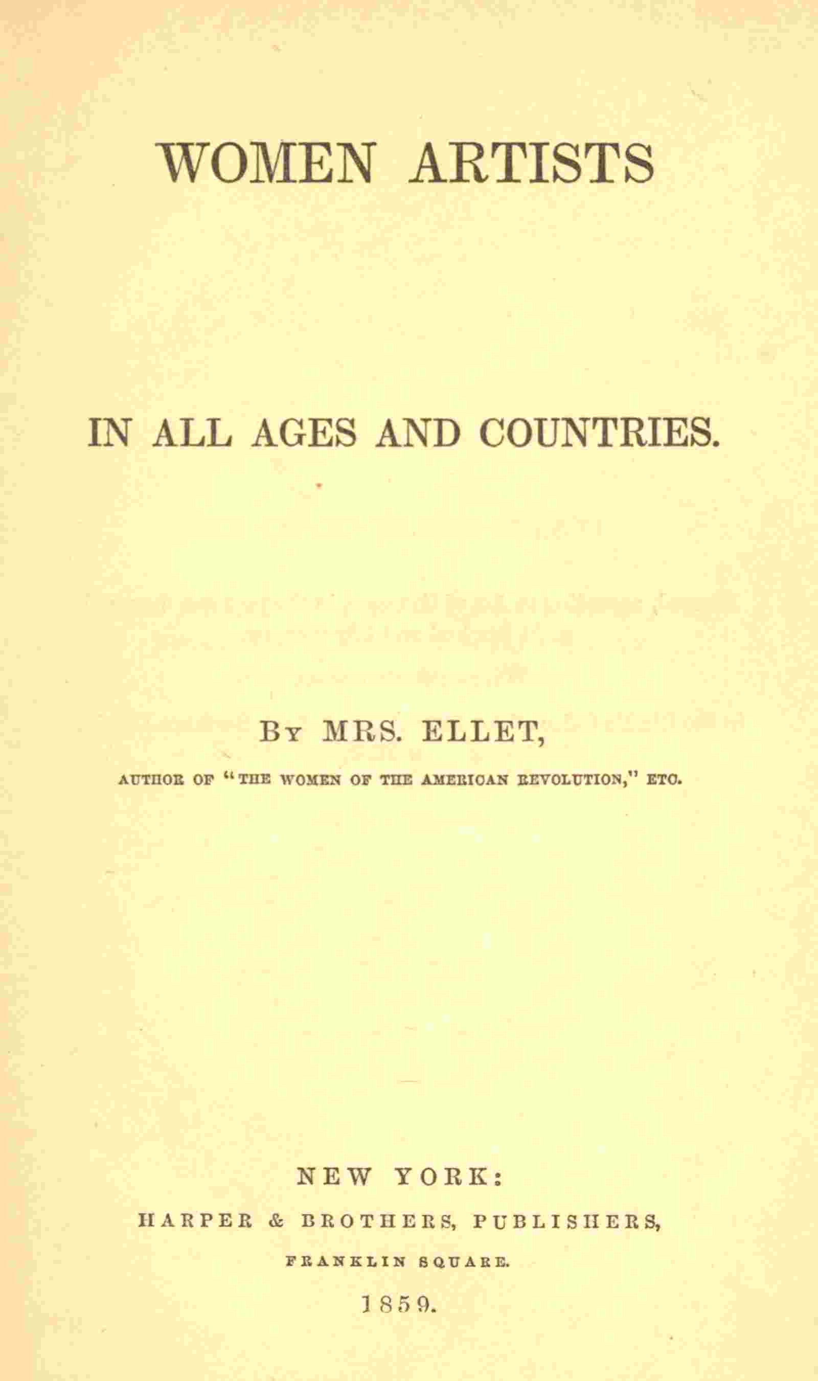Women artists in all ages and countries cover