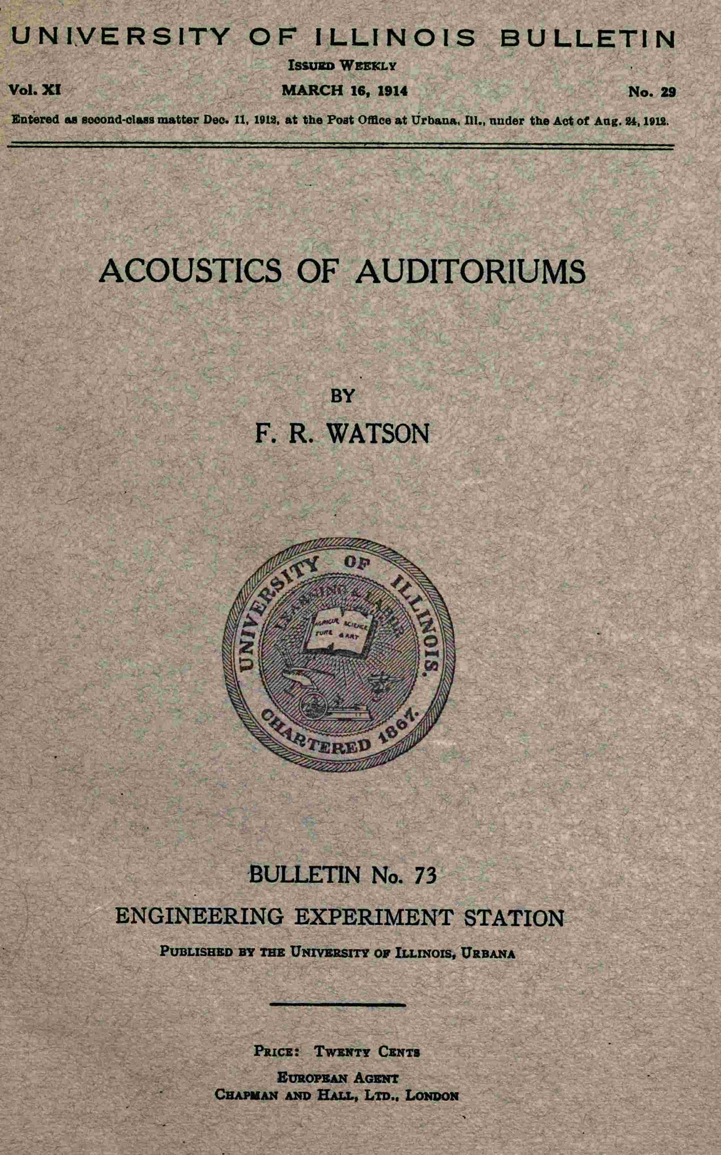 Acoustics of auditoriums cover