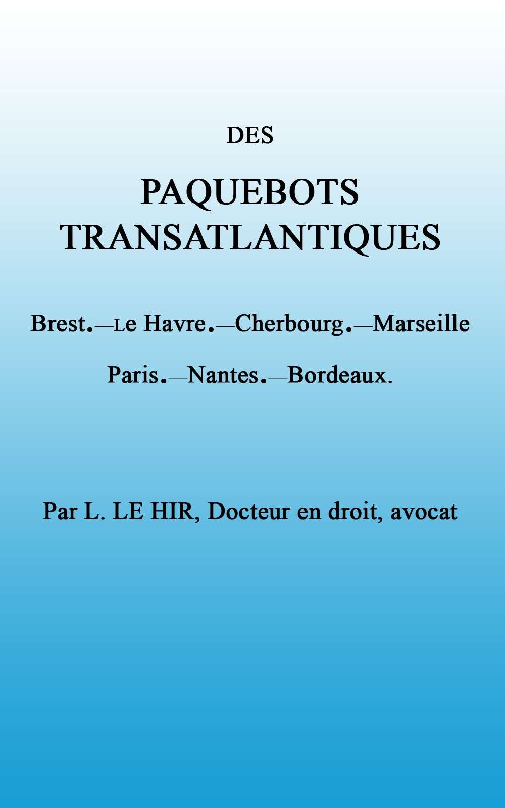 Des paquebots transatlantiques / cover