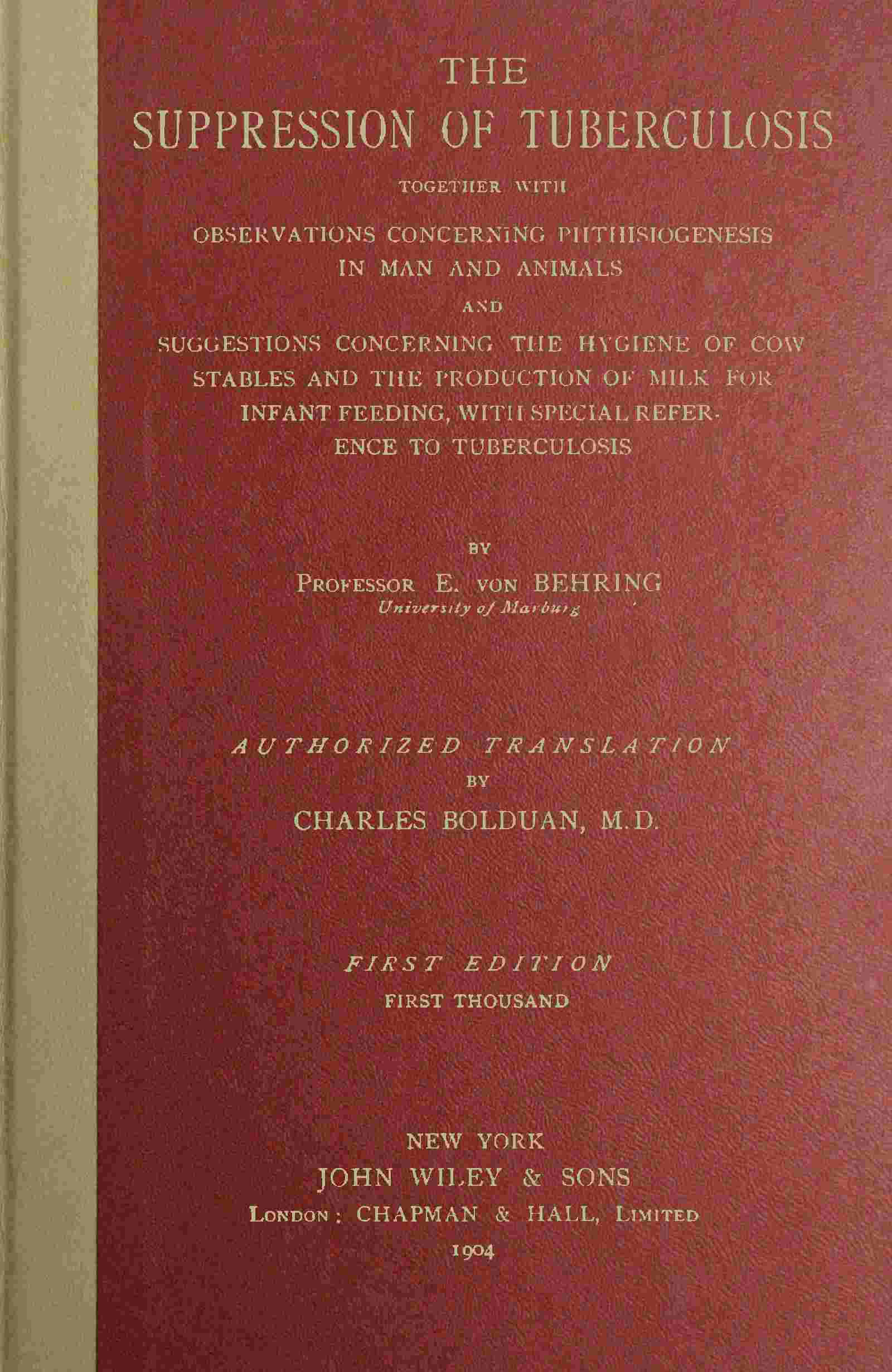 The suppression of tuberculosis / cover
