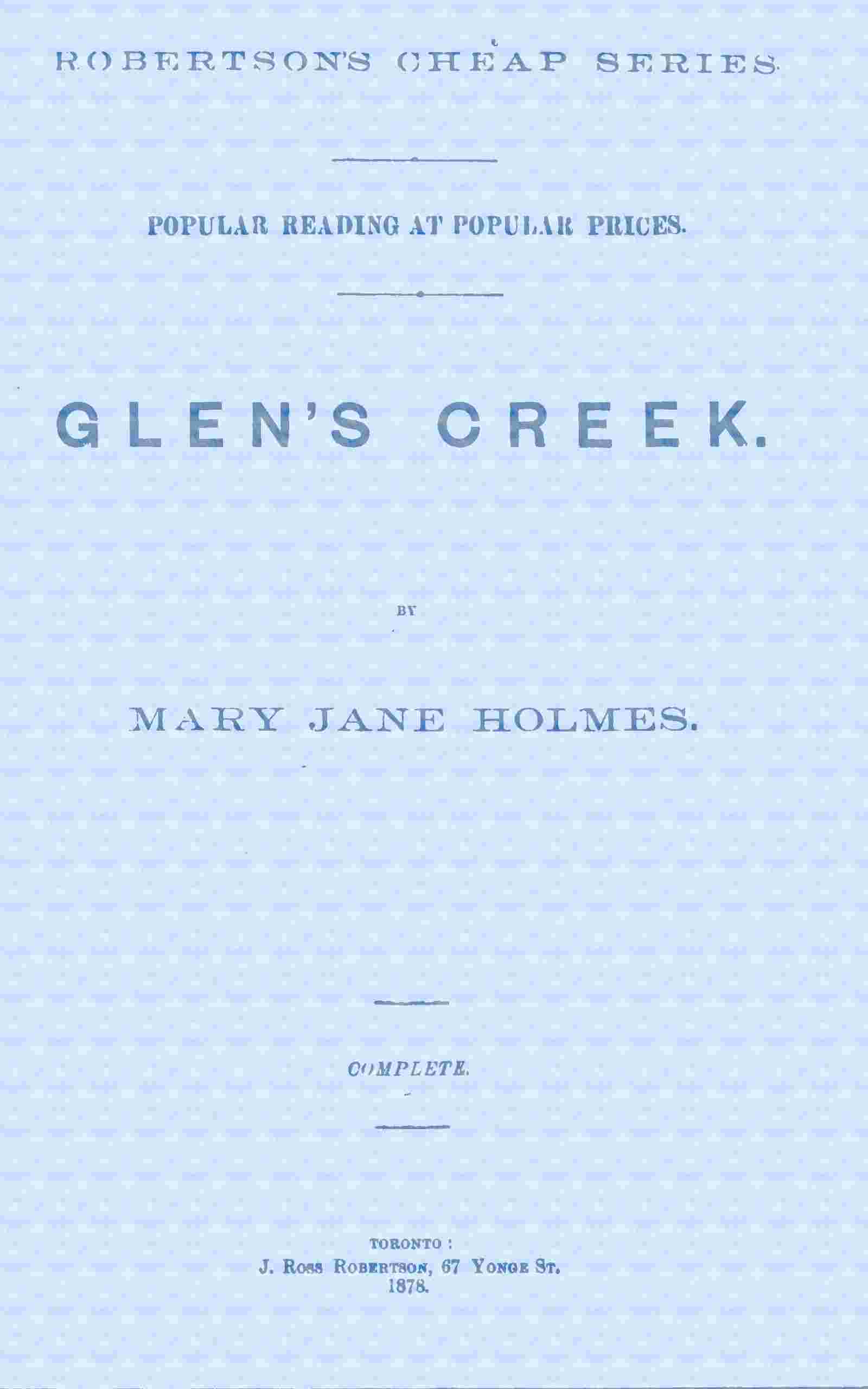 Glen's Creek cover