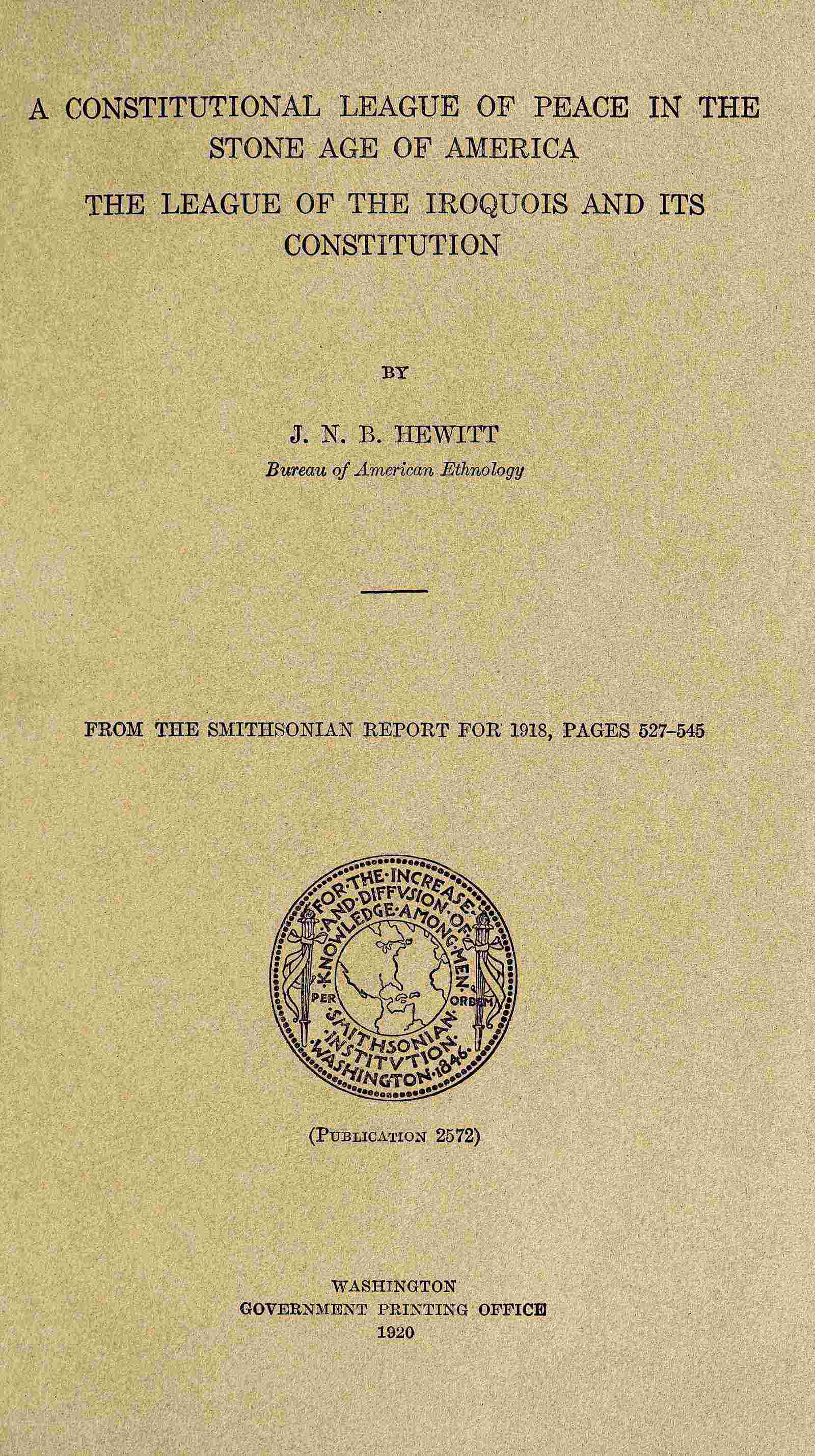 A constitutional league of peace in the stone age of America cover