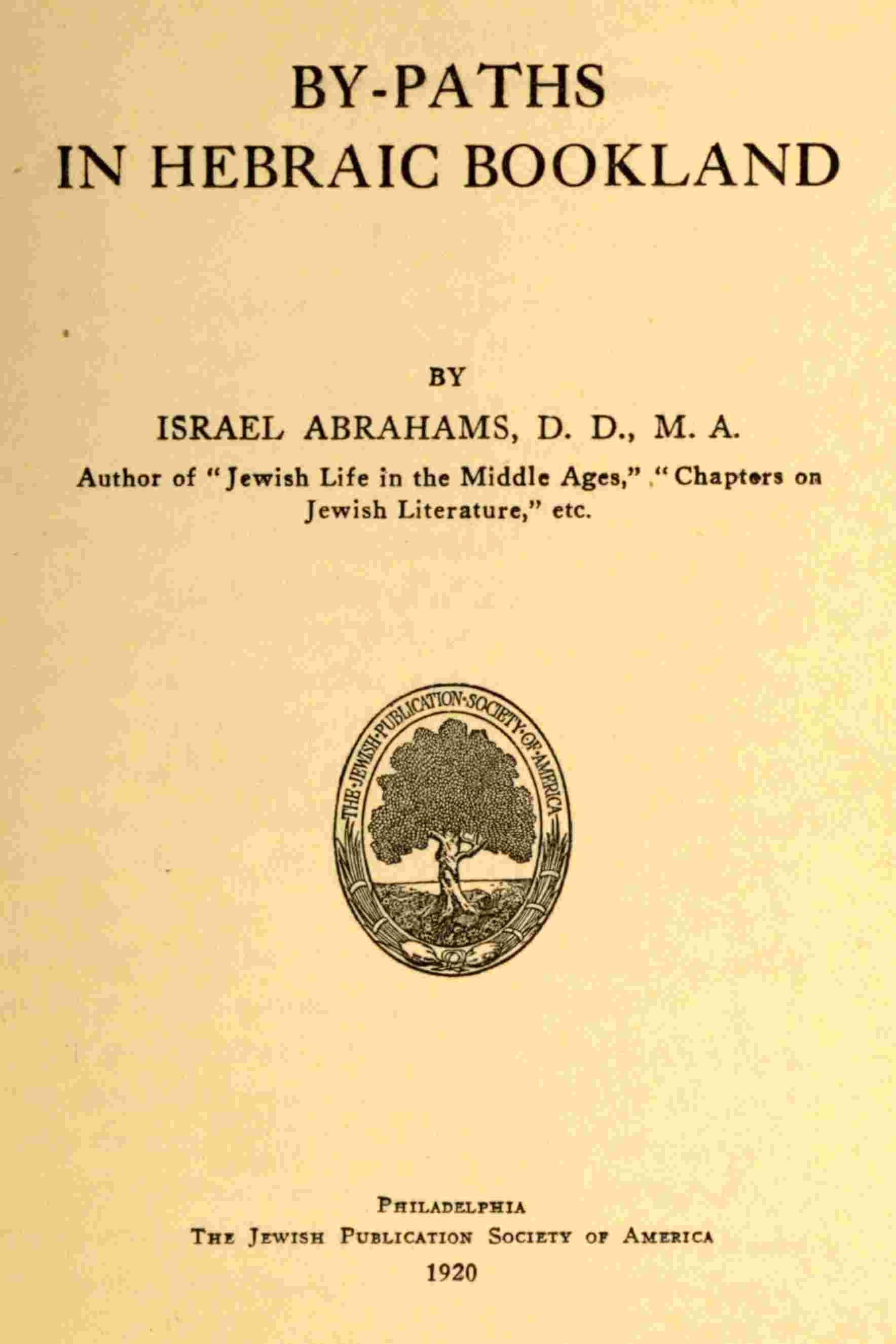 By-paths in Hebraic bookland cover