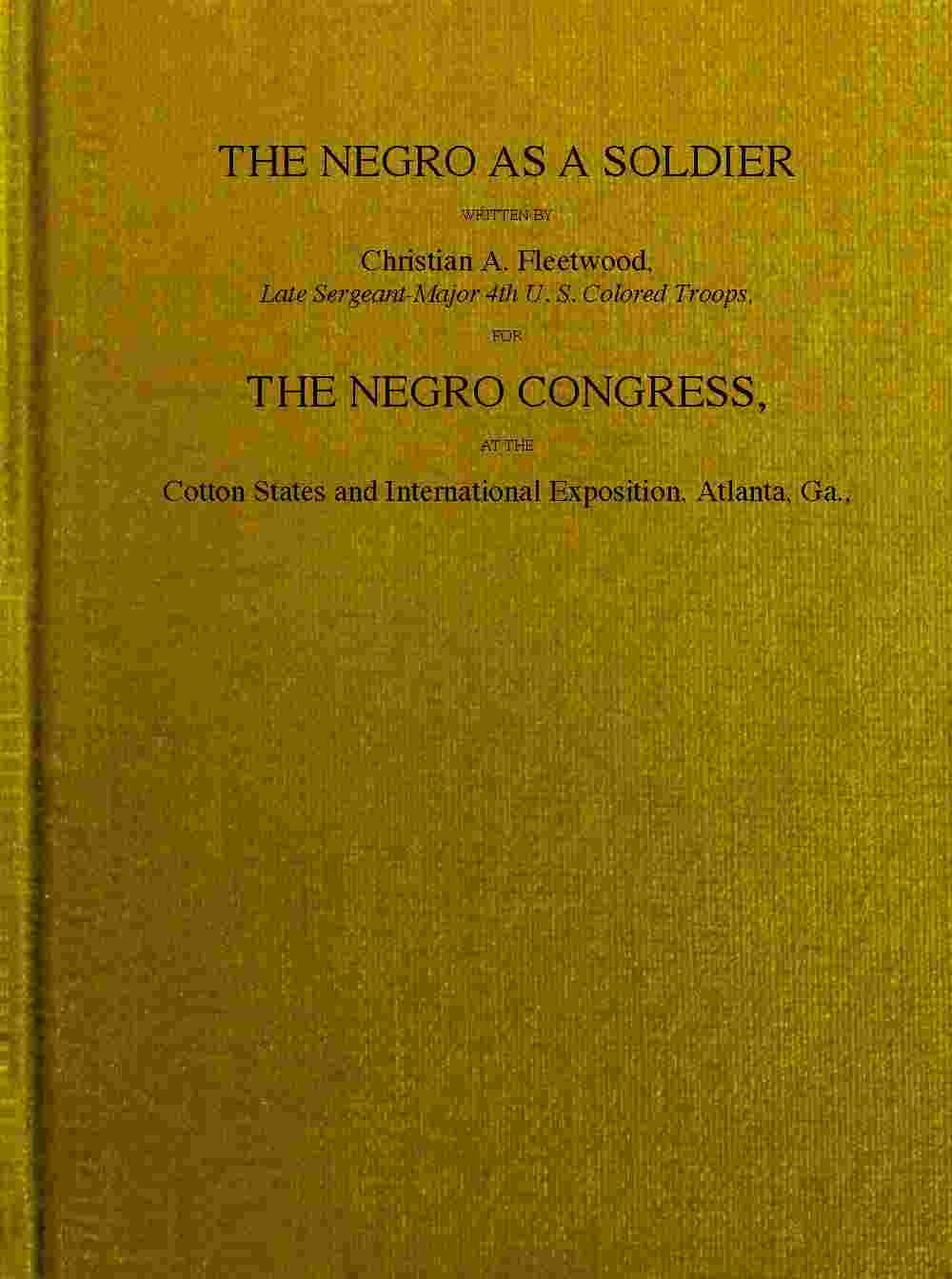 The Negro as a soldier cover