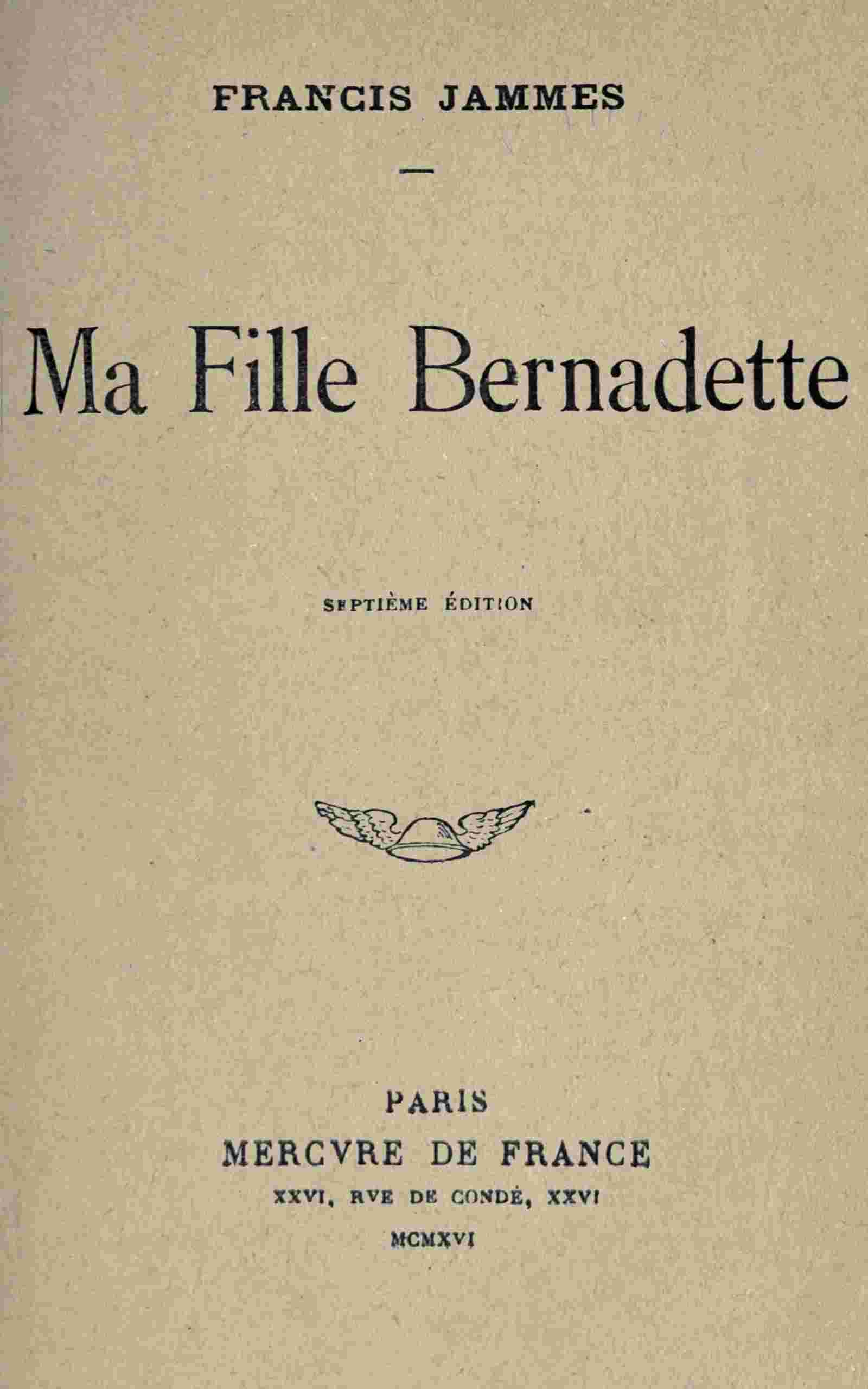 Ma Fille Bernadette cover