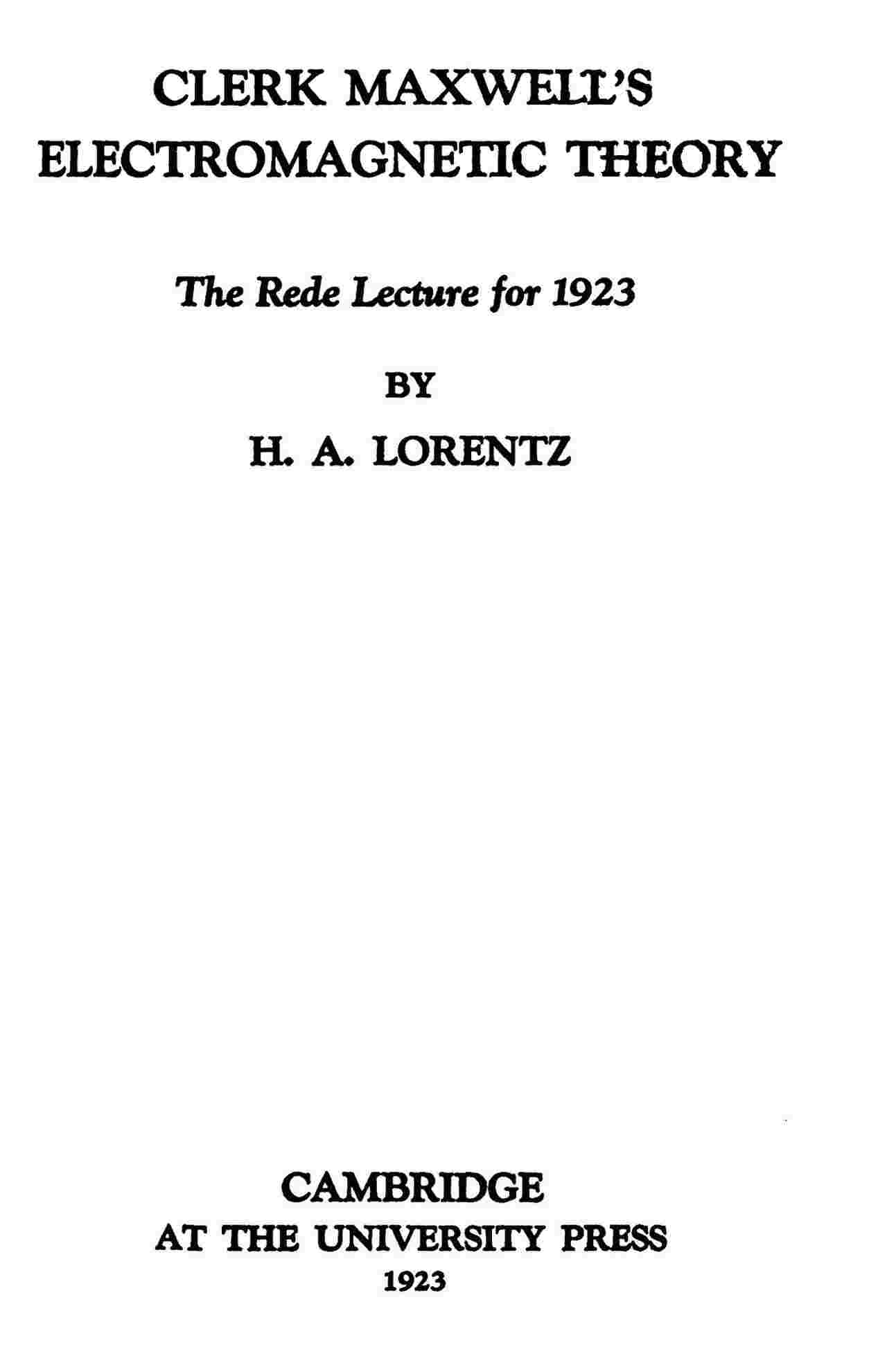 Clerk Maxwell's electromagnetic theory cover
