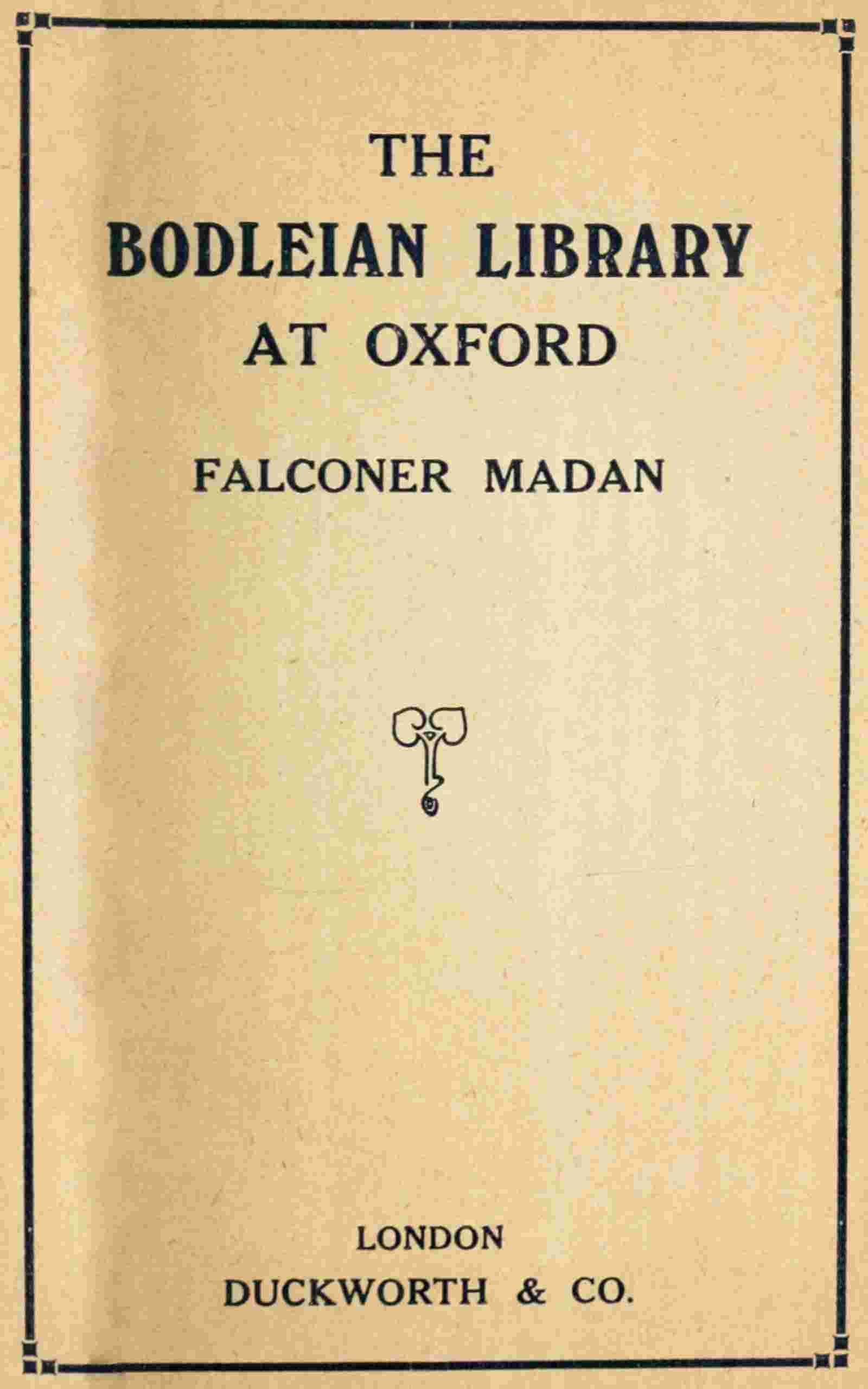 The Bodleian Library at Oxford cover