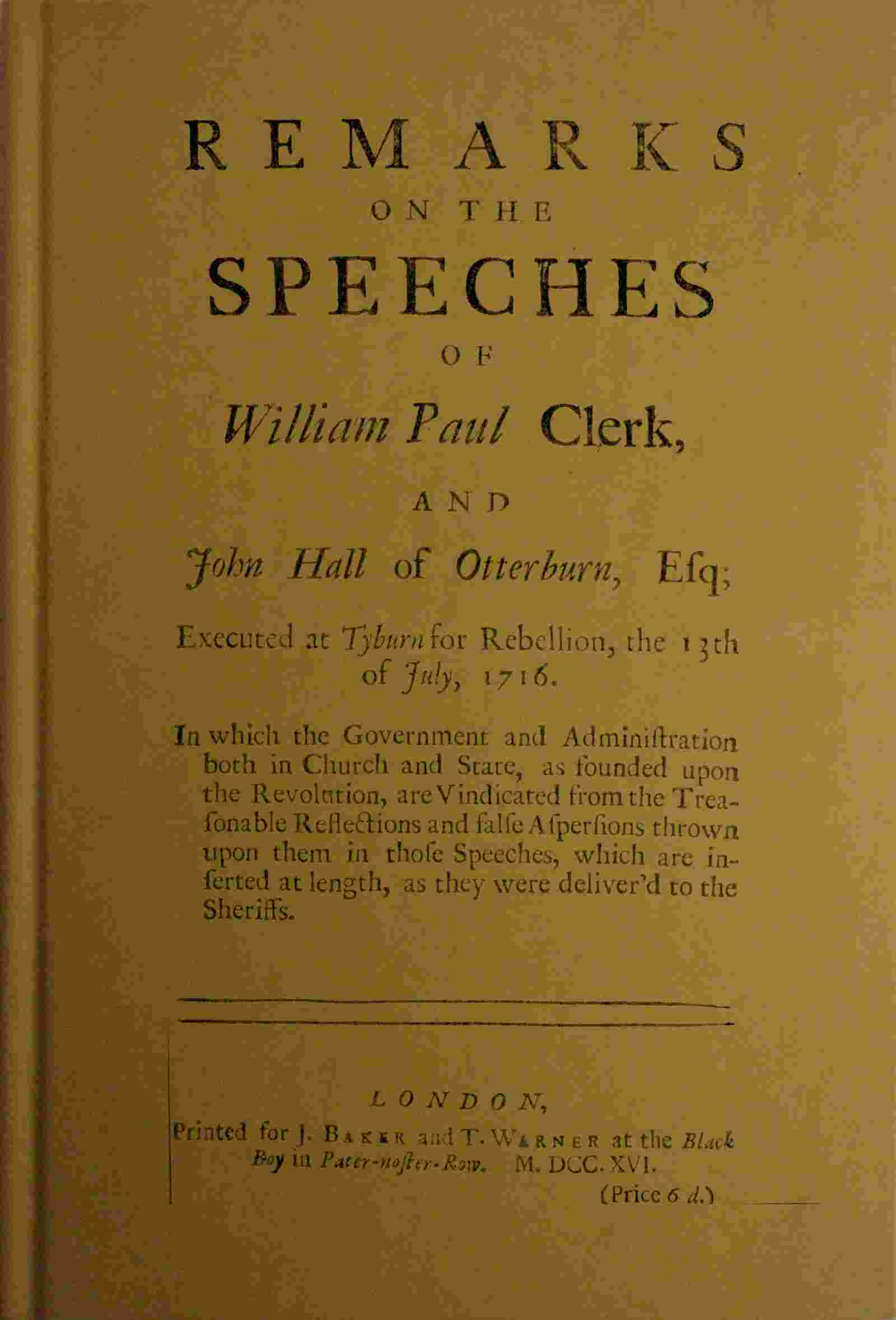 Remarks on the speeches of William Paul Clerk, and John Hall of Otterburn, Esq cover