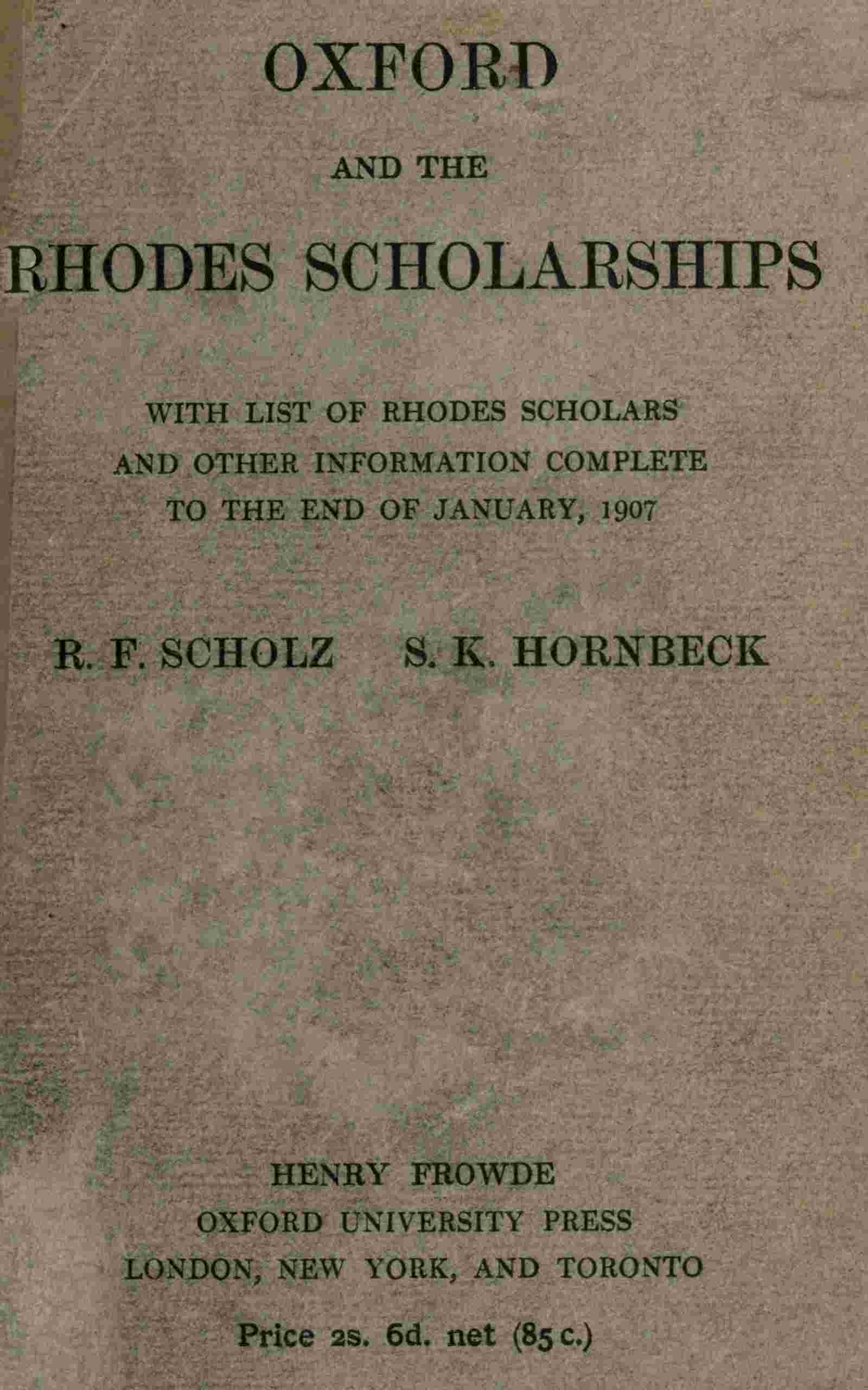 Oxford and the Rhodes Scholarships cover