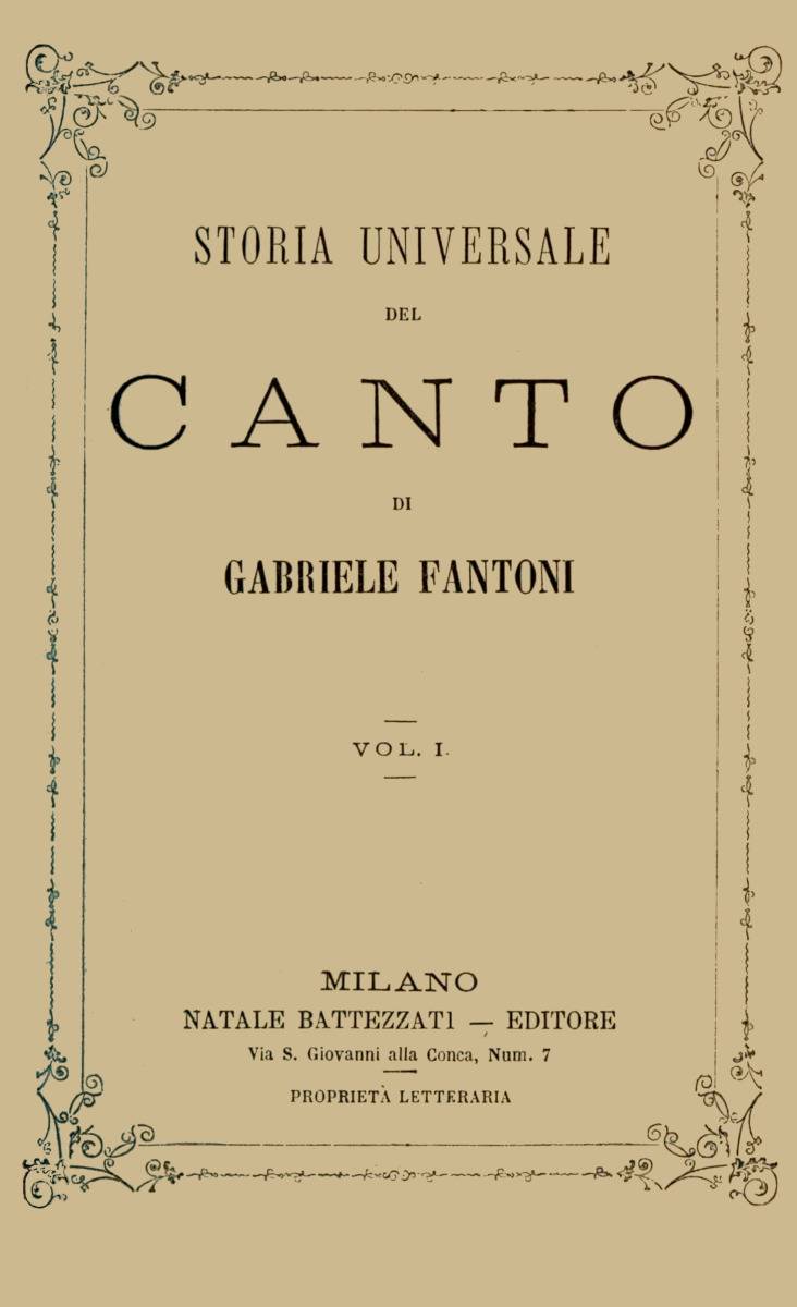 Storia universale del canto, Vol. 1 (of 2) cover