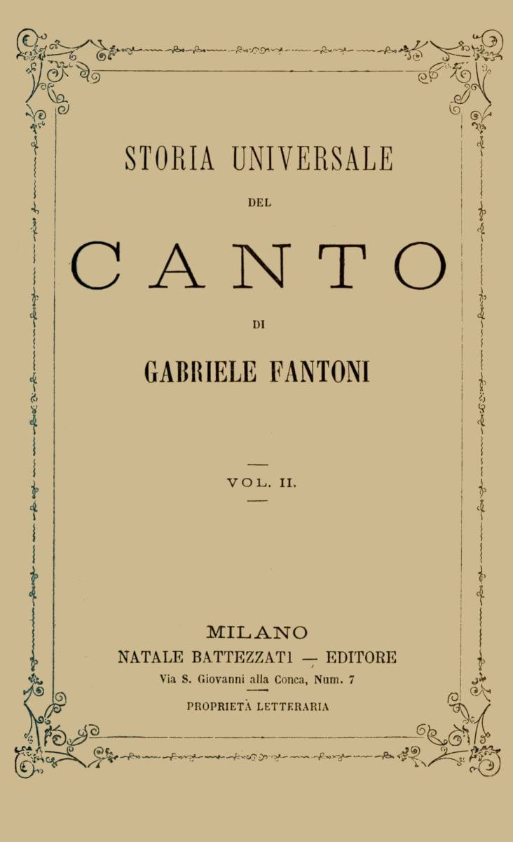 Storia universale del canto, Vol. 2 (of 2) cover