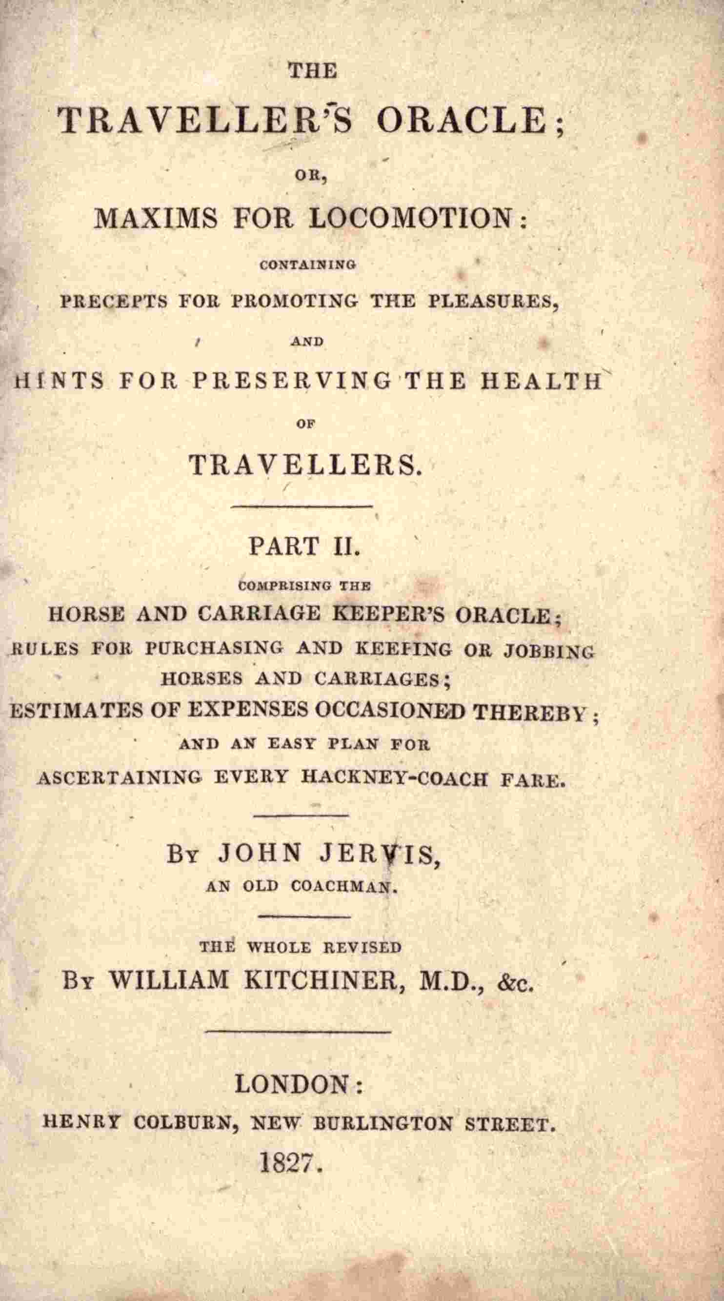 The traveller's oracle; or, maxims for locomotion, part 2 (of 2) cover