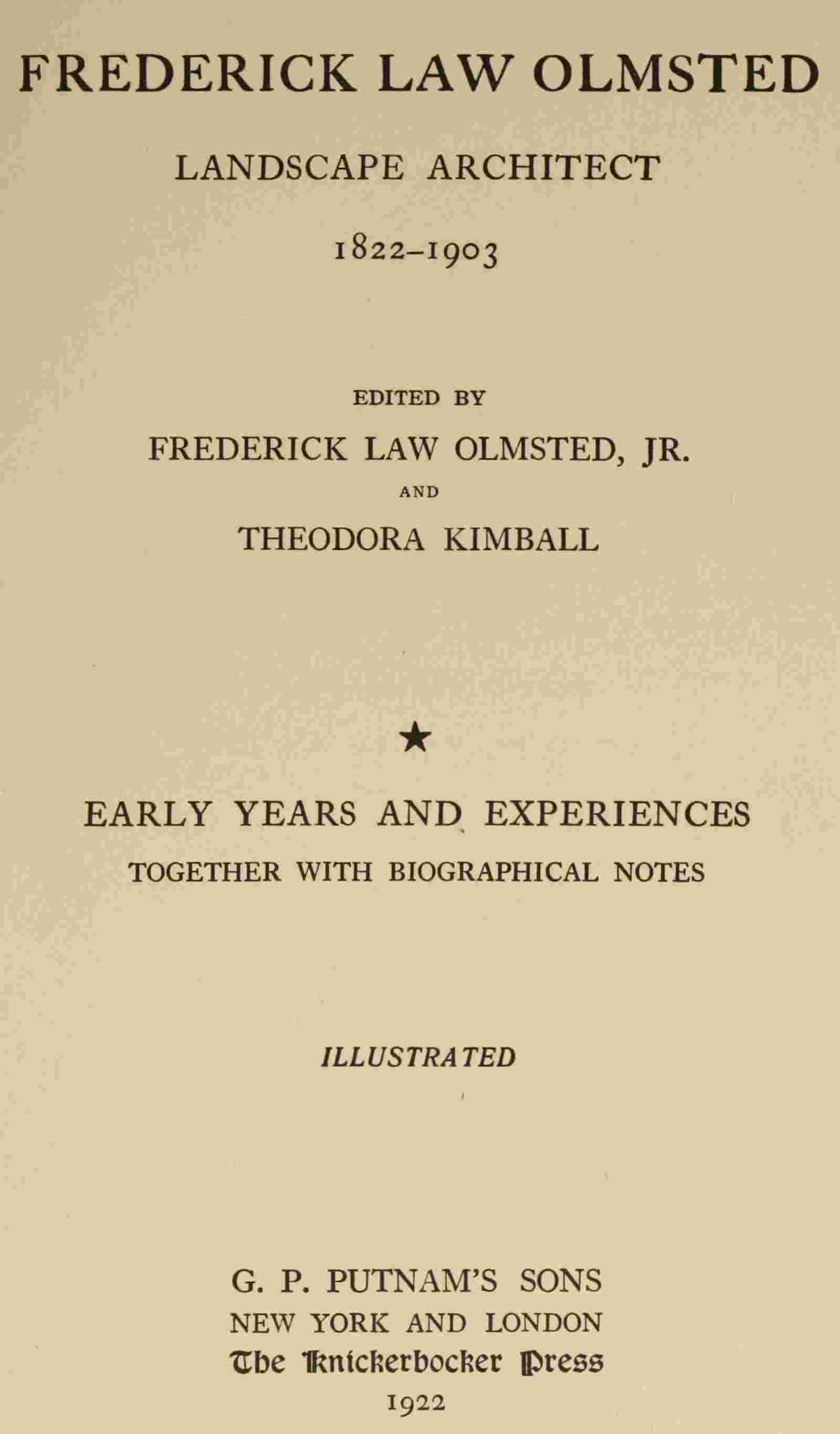 Frederick Law Olmsted cover