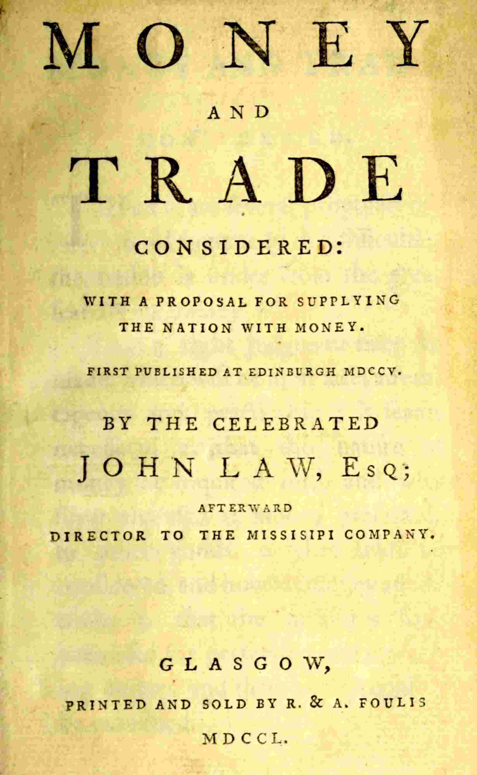 Money and trade considered cover