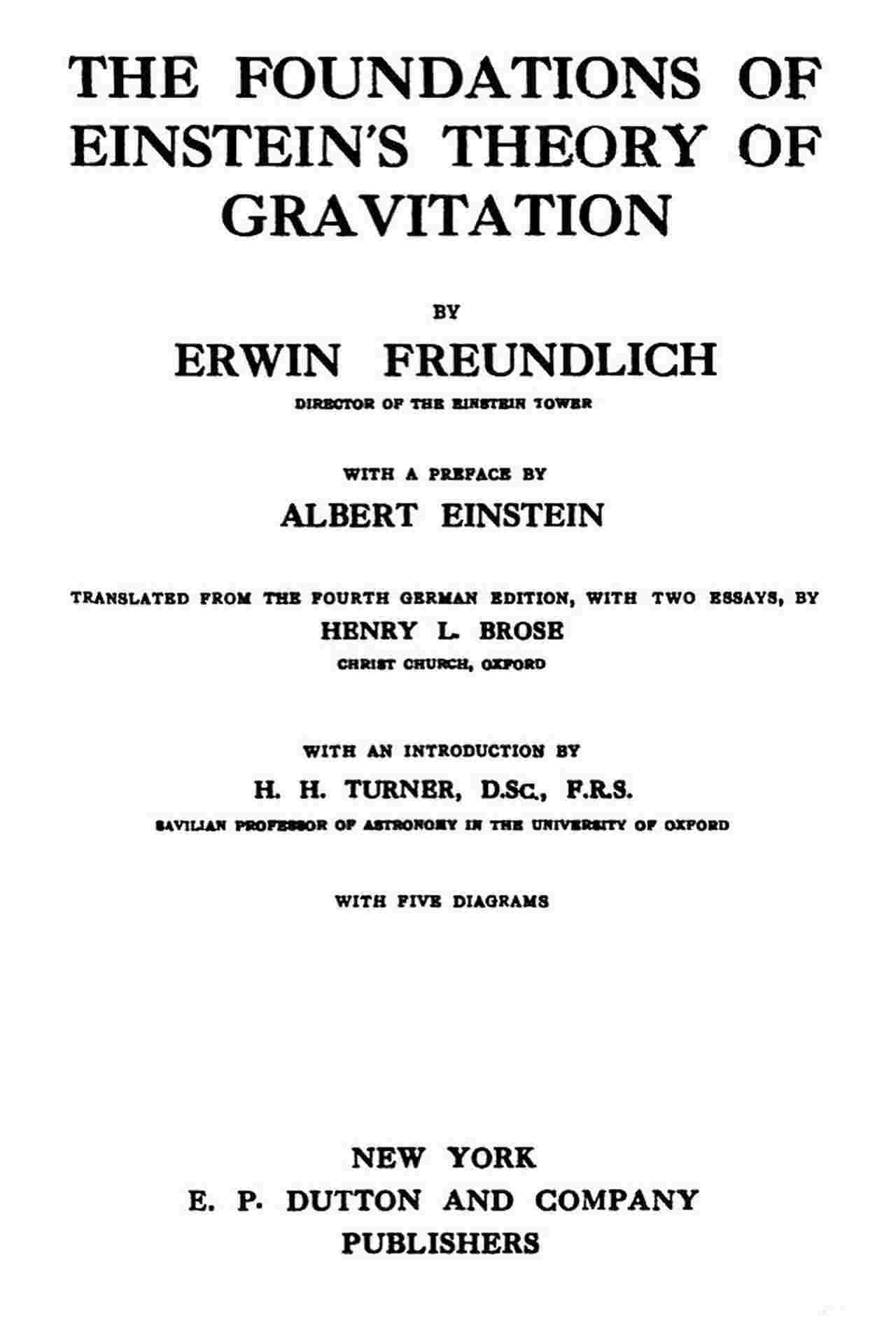 The foundations of Einstein's theory of gravitation cover