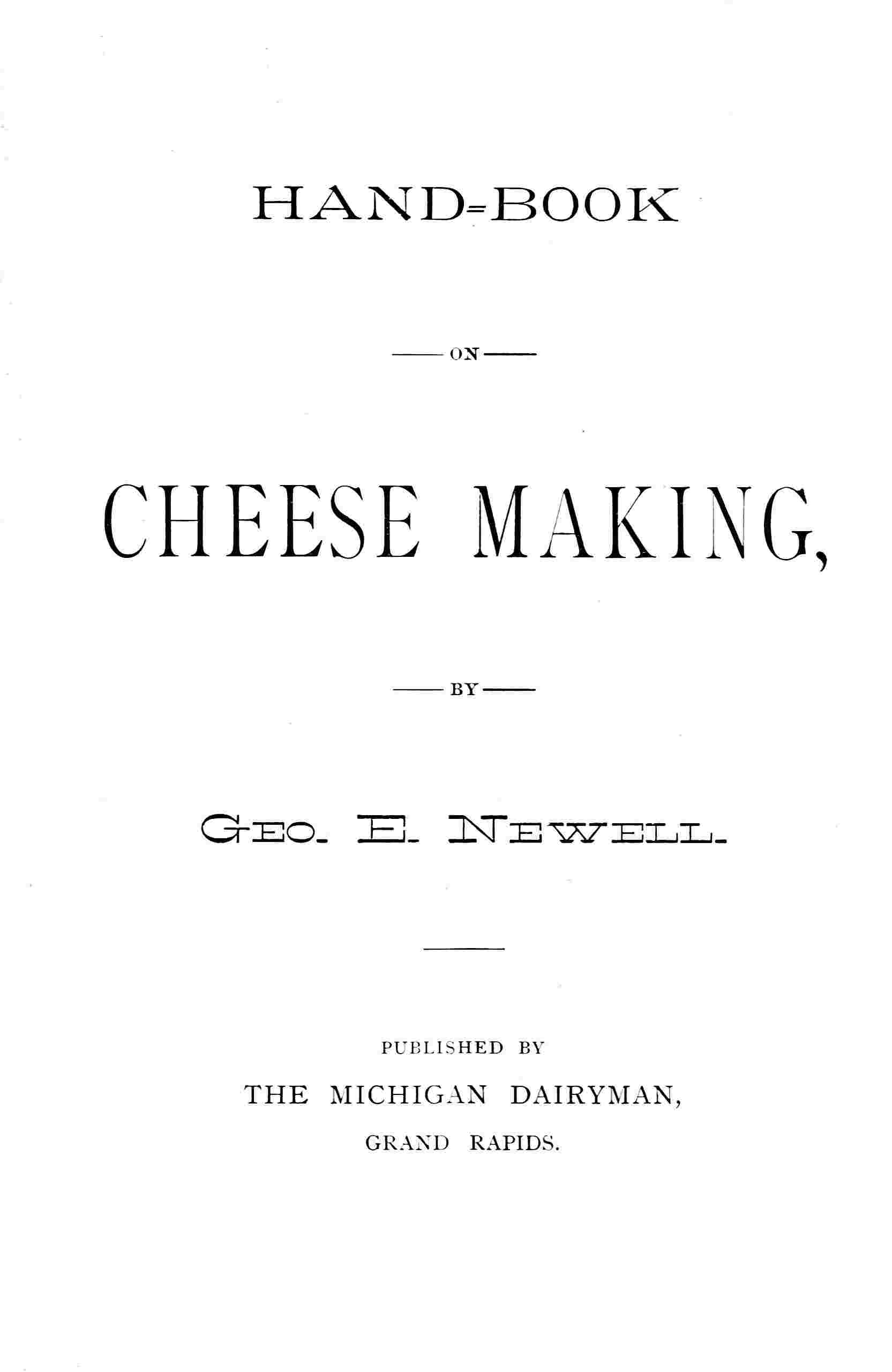 Hand-book on cheese making cover