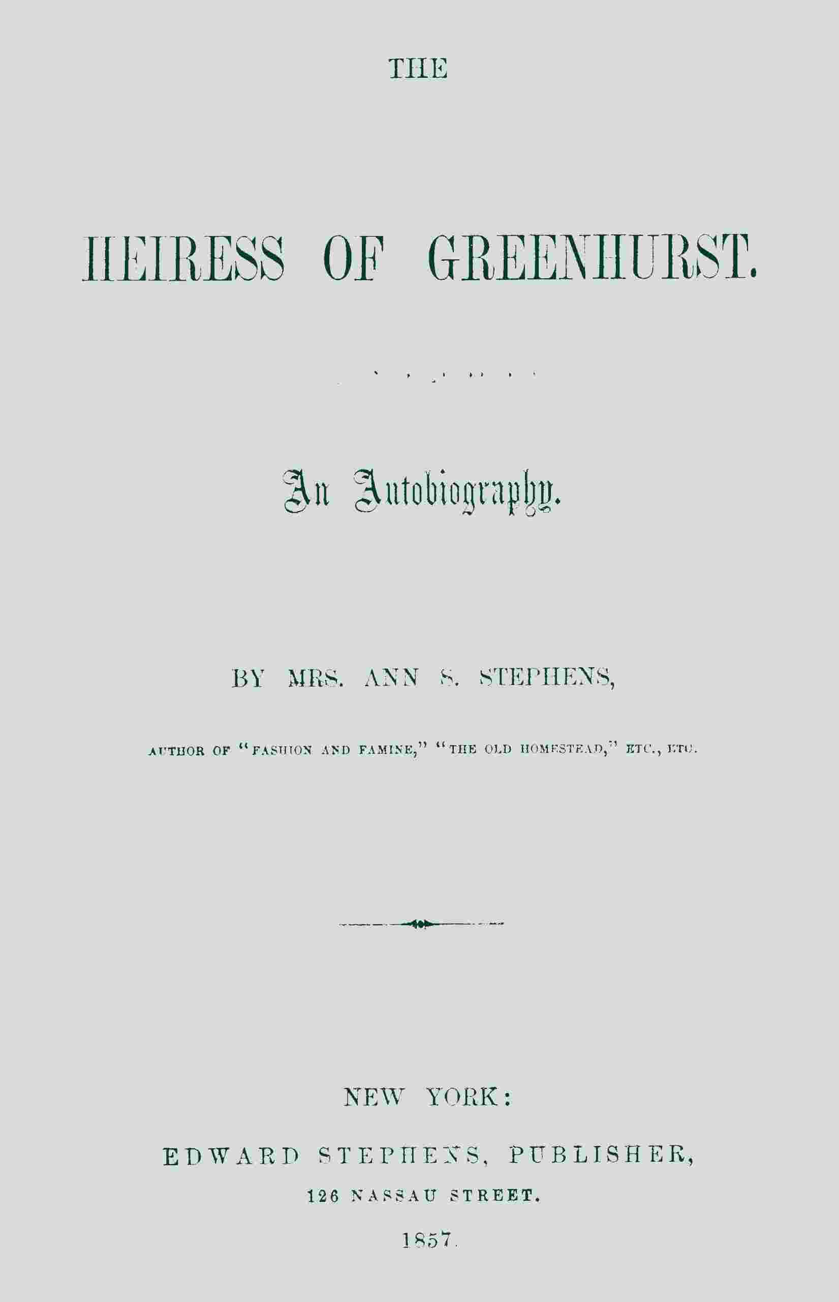 The heiress of Greenhurst cover
