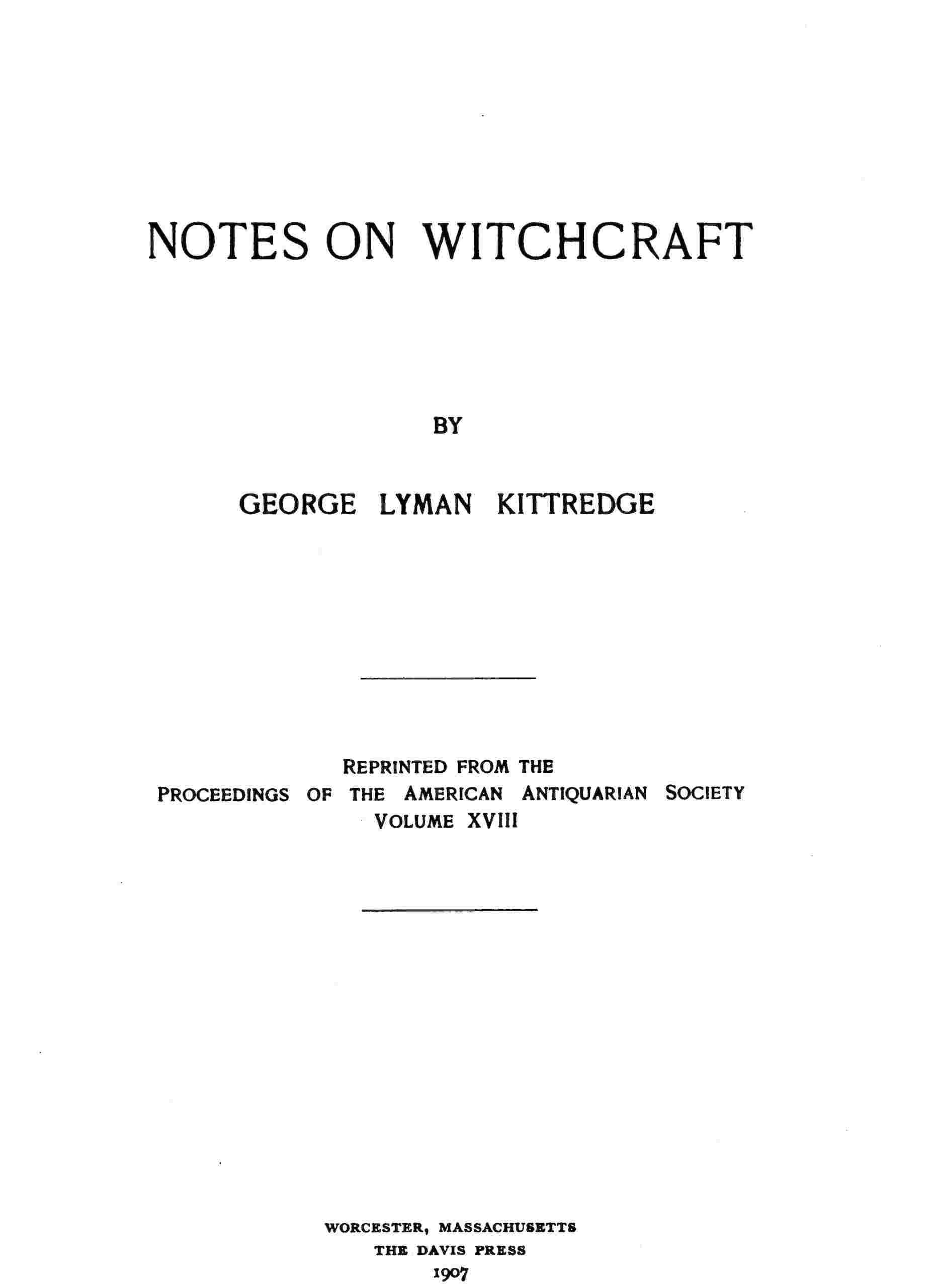 Notes on witchcraft cover