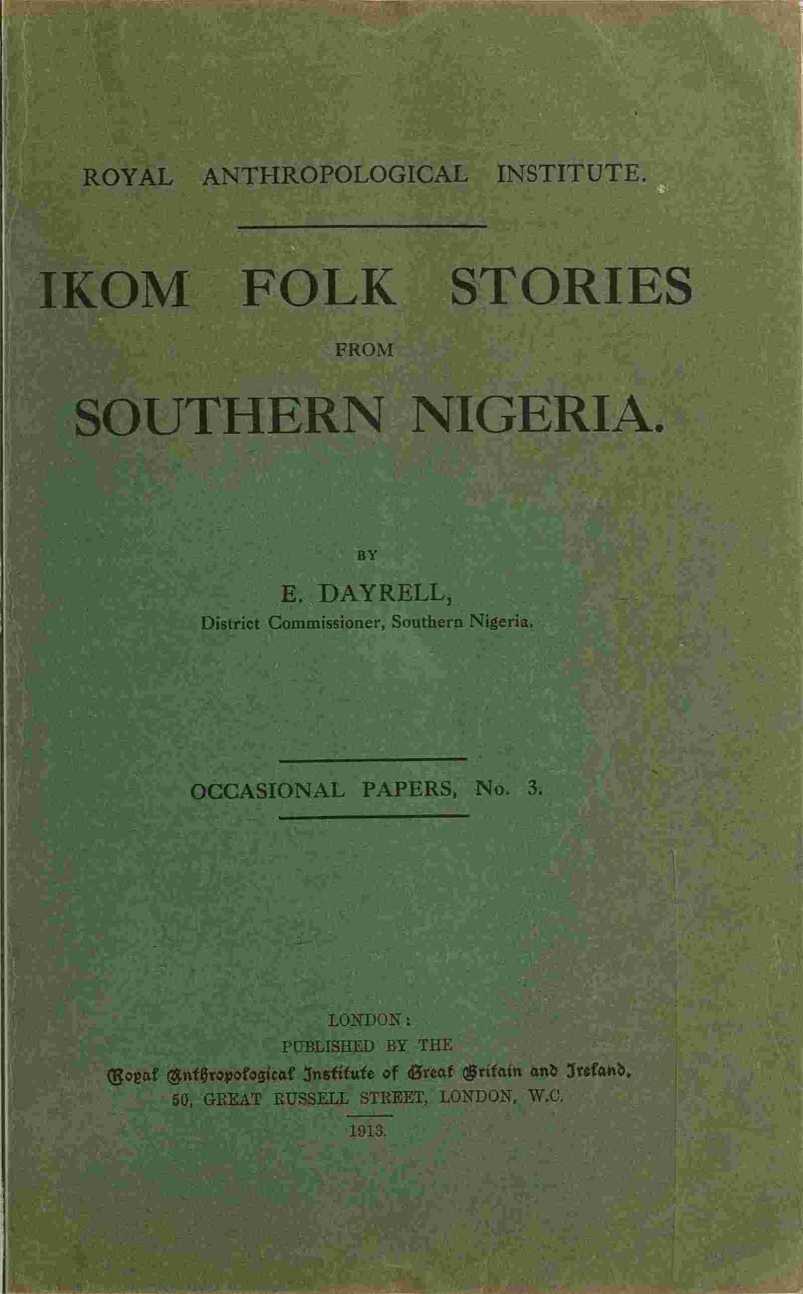 Ikom folk stories from Southern Nigeria cover
