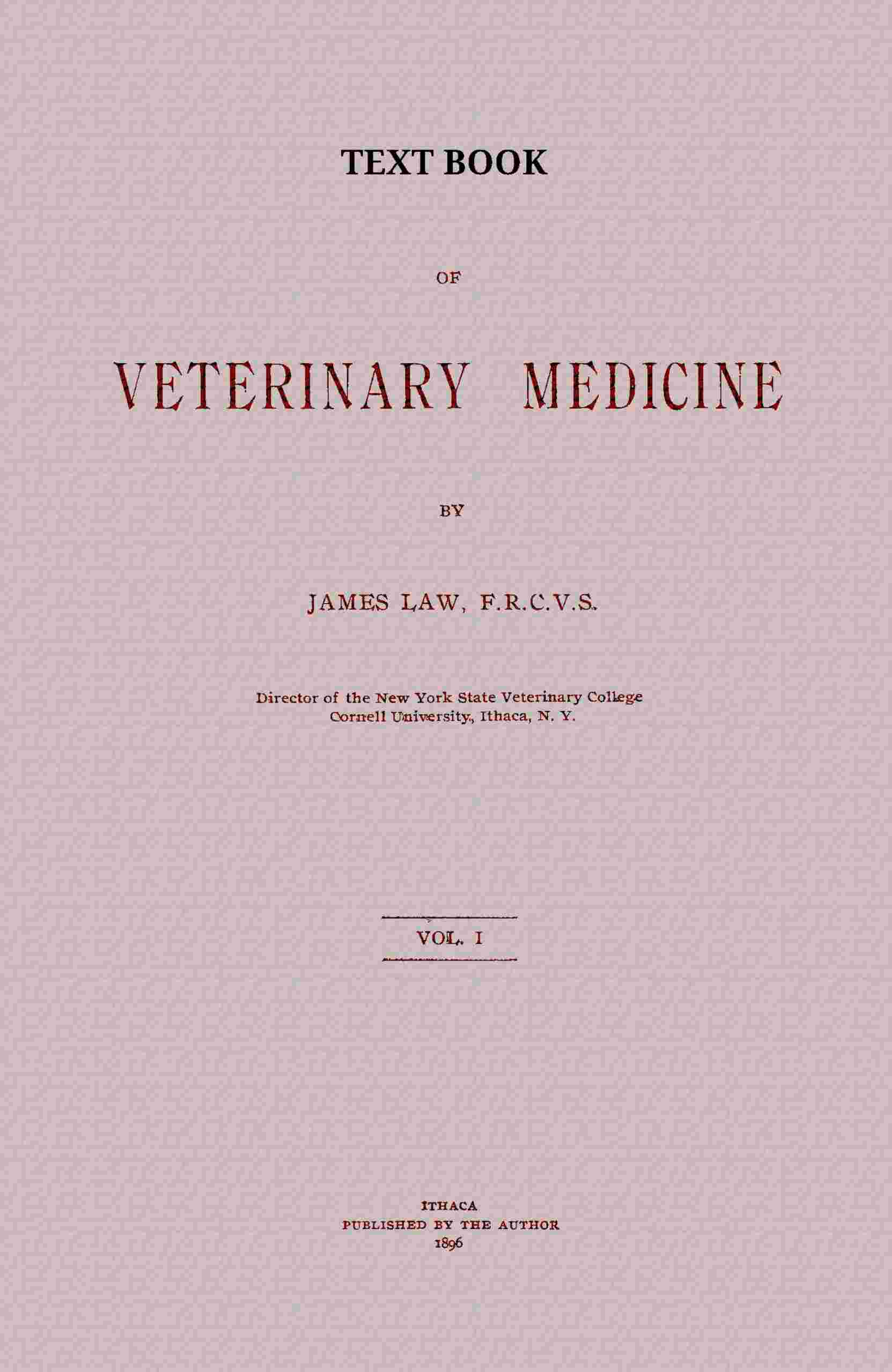Text book of veterinary medicine, Volume 1 (of 5) cover