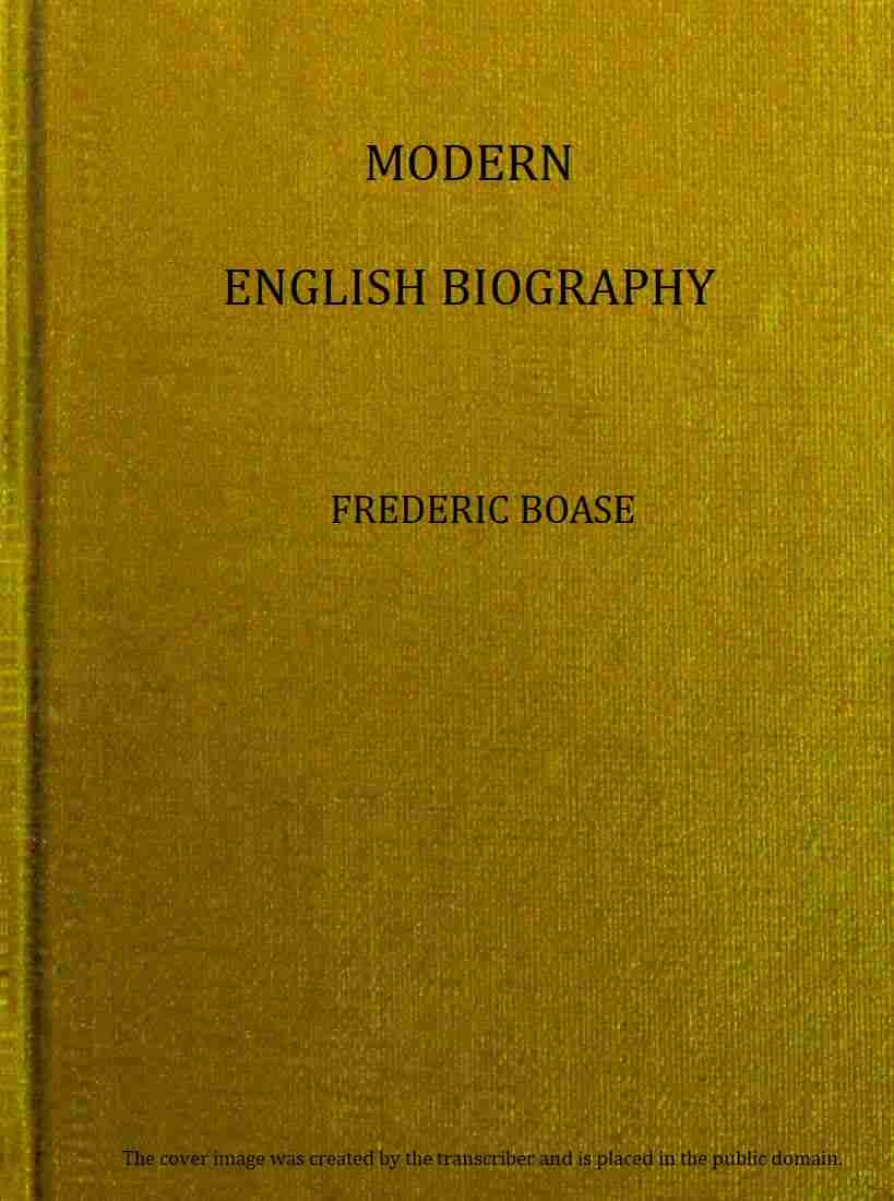 Modern English biography, volume 2 (of 4), I-Q cover