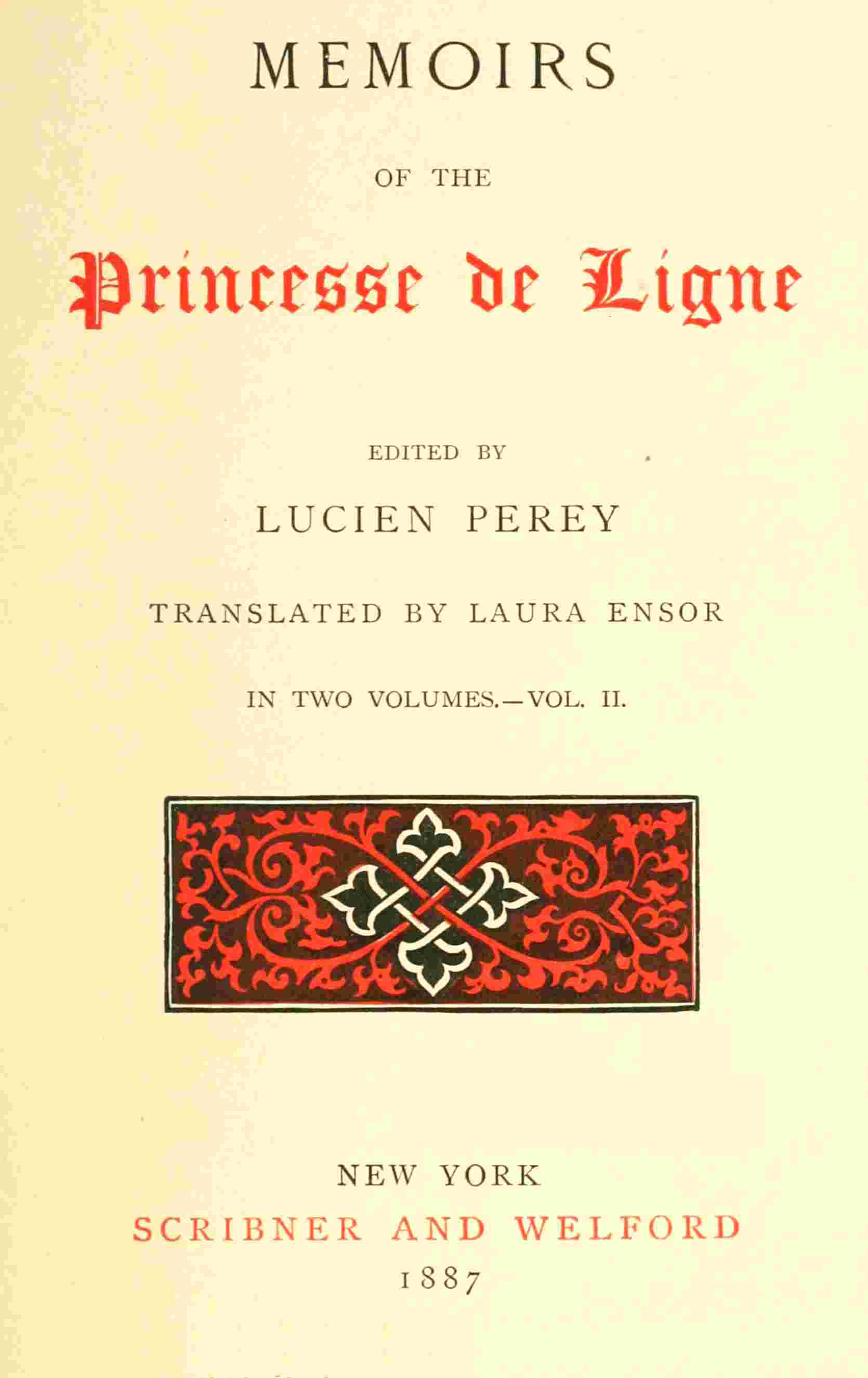 Memoirs of the Princesse de Ligne, Vol. 2 (of 2) cover