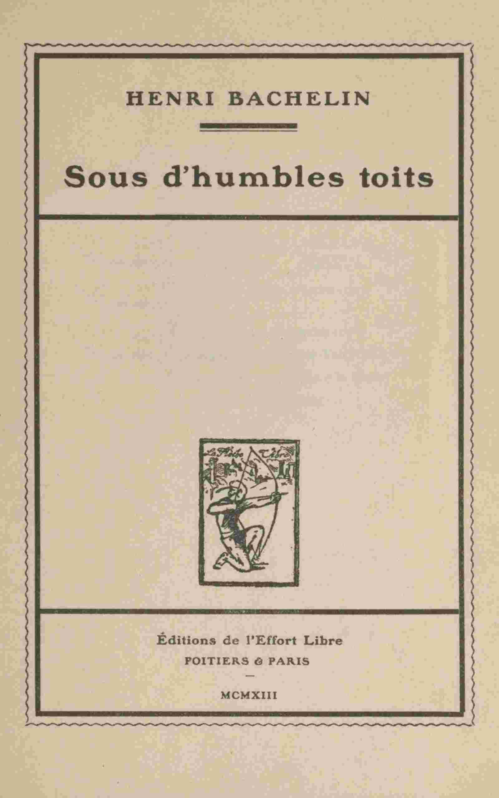 Sous d'humbles toits cover