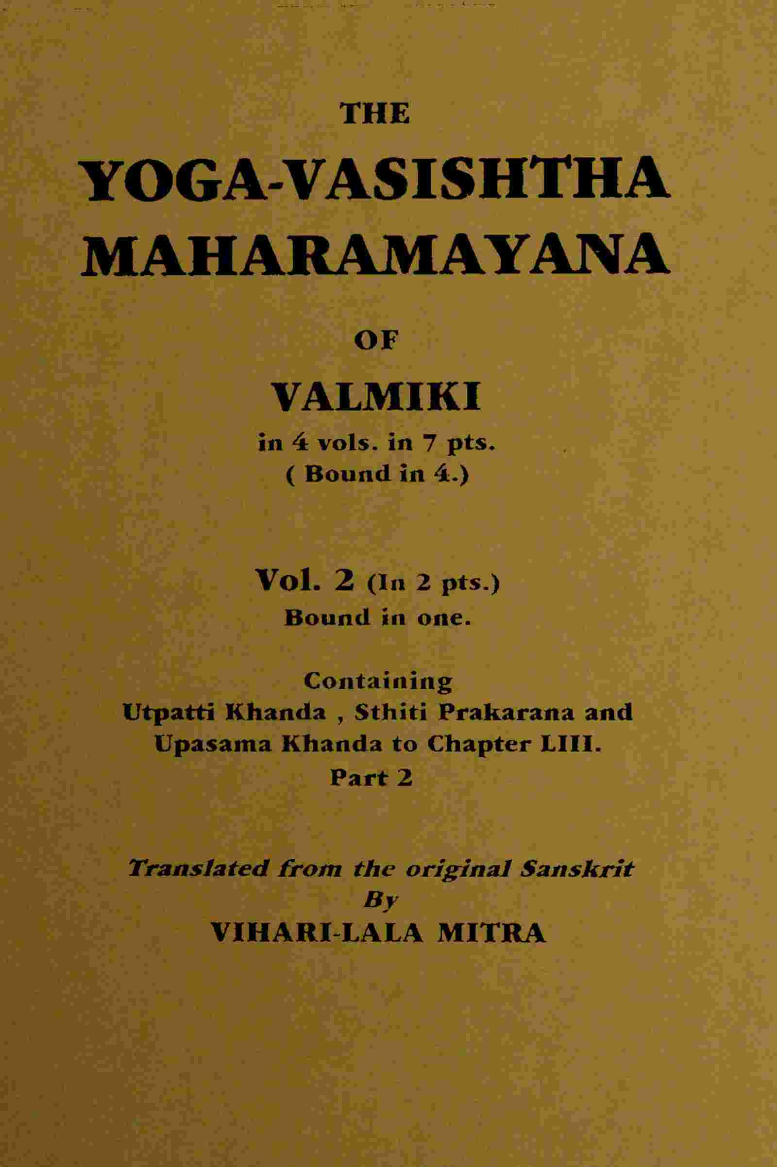 The Yoga-Vasishtha Maharamayana of Valmiki, Vol. 2 (of 4), Part 2 (of 2) cover